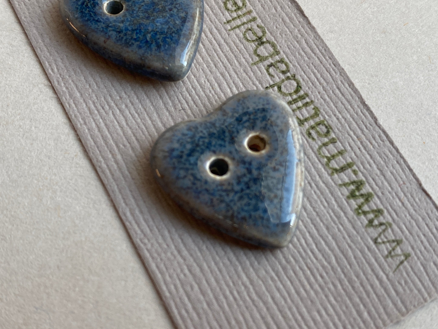 Buttons set of five Hearts 18mm handmade ceramic buttons