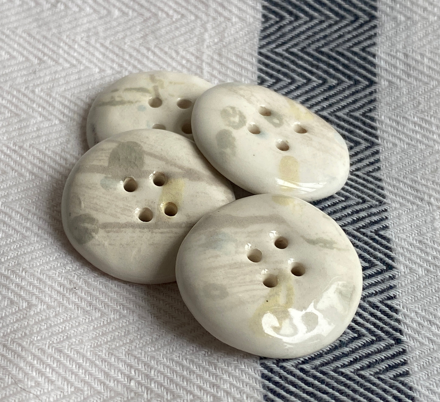 Buttons set of Four Rustic Chunky round 26mm Buttons