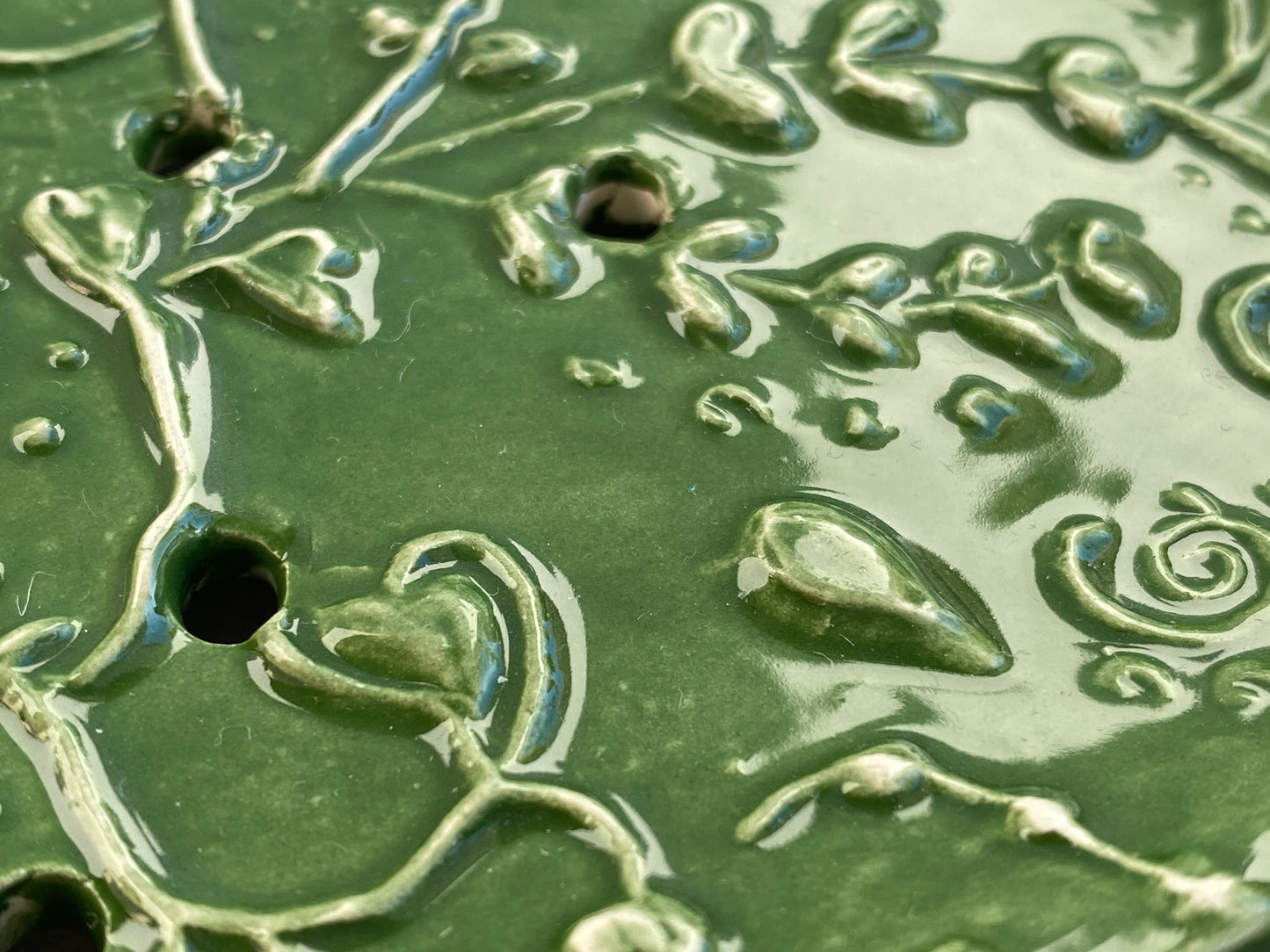 Handmade Oval Ceramic Botanical Soap Dish large