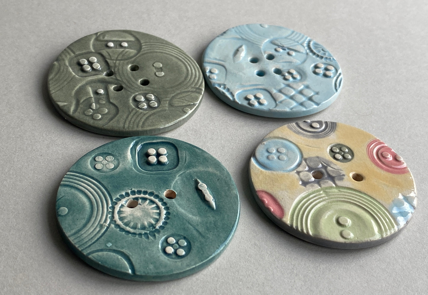 Extra large 47mm Round handmade Ceramic Button choice of 4