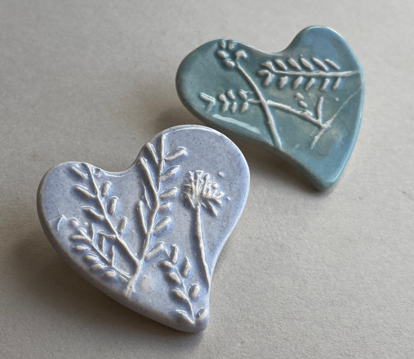 Botanical Heart Brooches choice of two colours