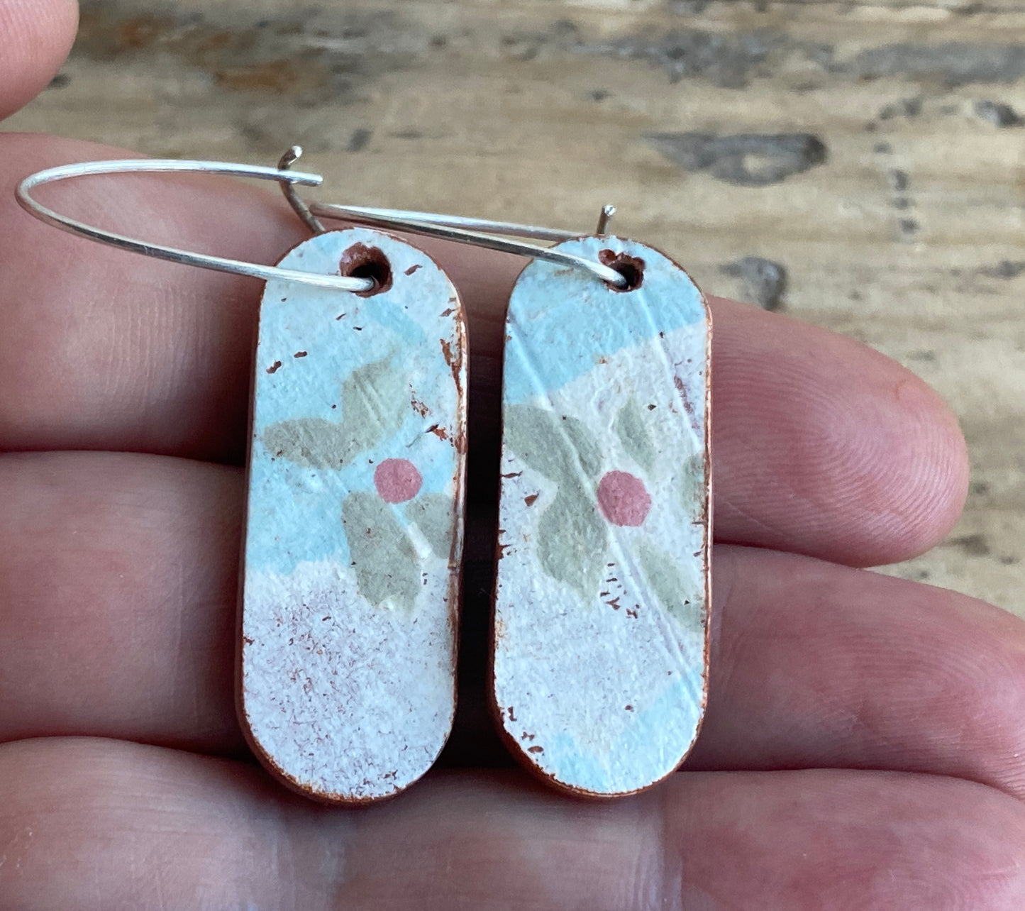 Vintage Botanical Clay Earrings sterling silver contemporary drops