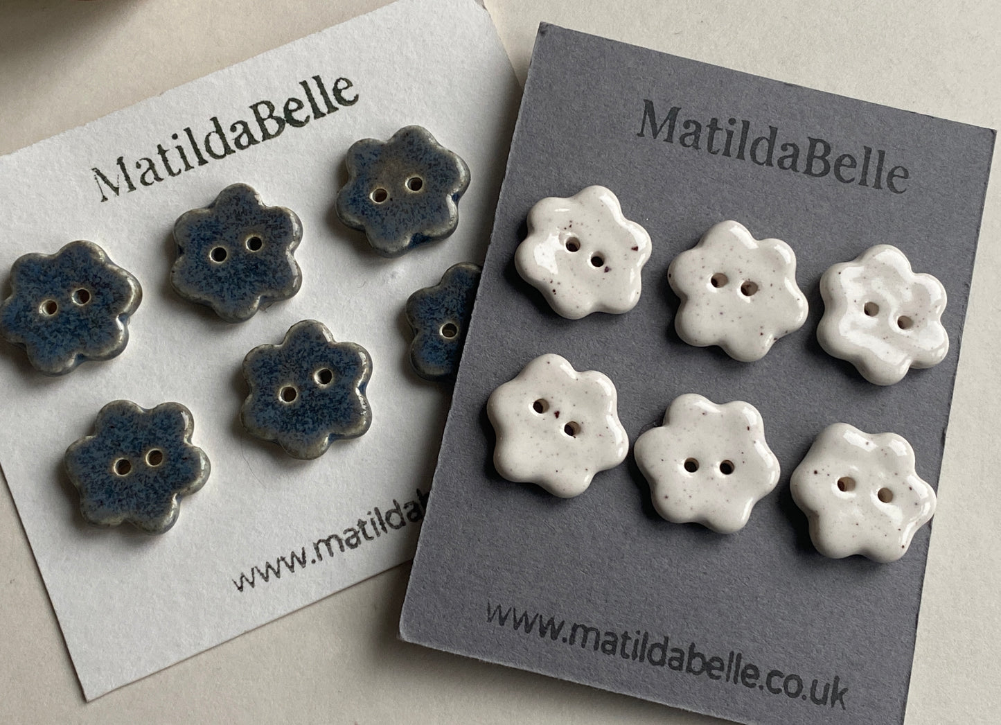 Buttons set of six flower 20mm handmade ceramic buttons choice of colours