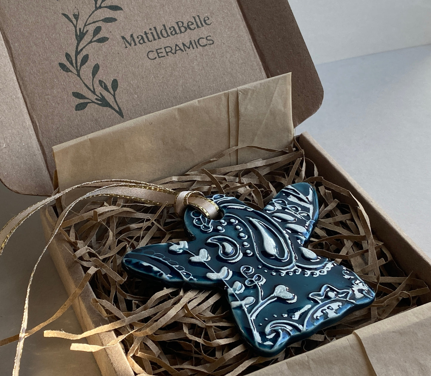 Sale Beautiful handmade ceramic paisley Angels Reduced from £12