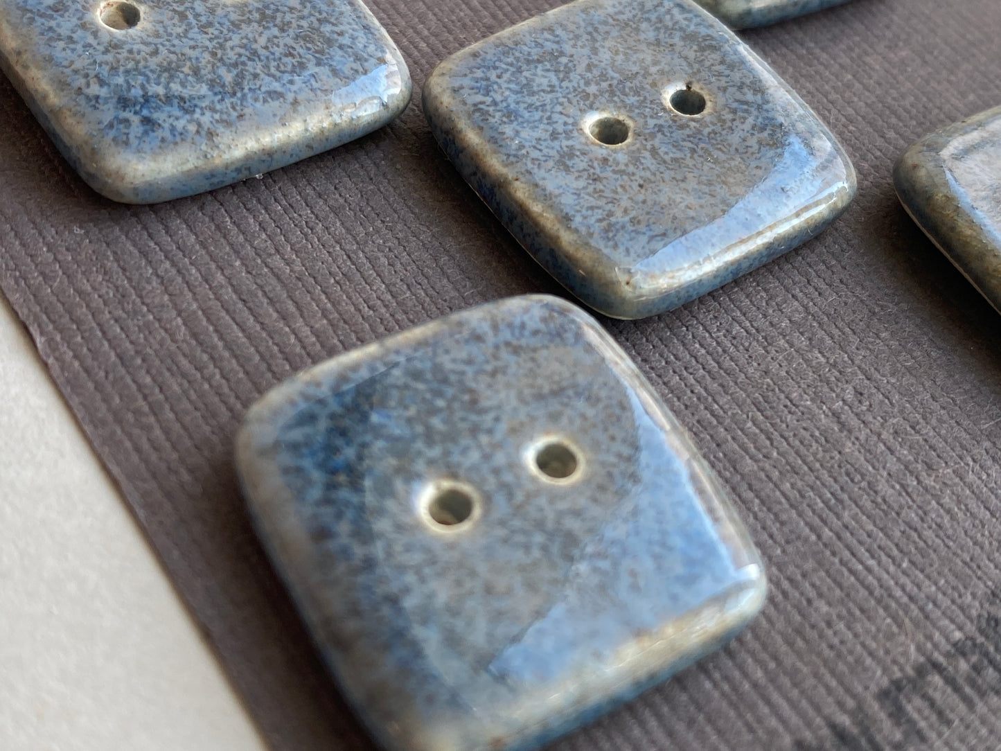 Buttons set of Five Large 20mm Square Handmade Ceramic Buttons choice of colours