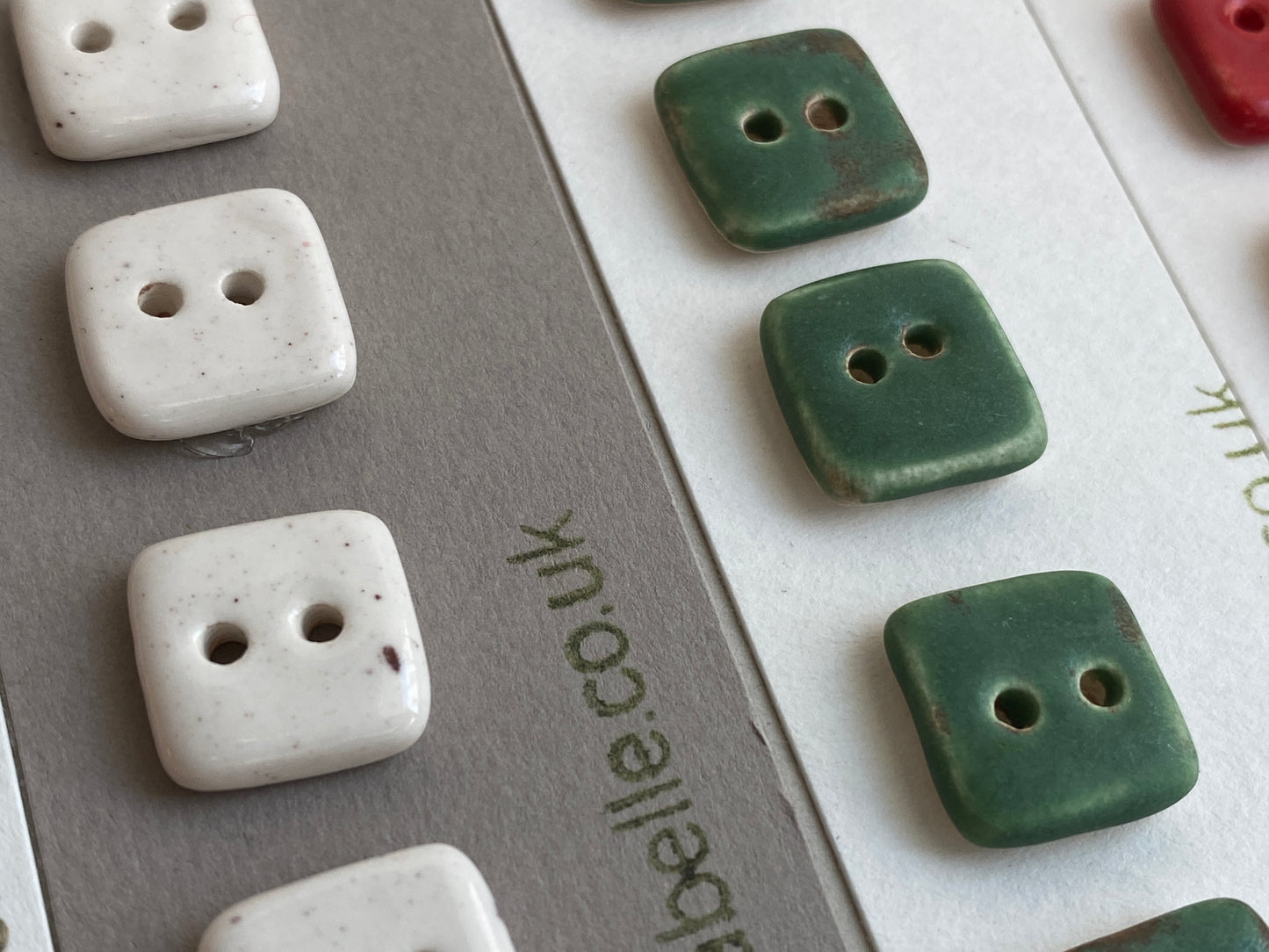 Buttons set Five Tiny Square handmade ceramic Buttons 13mm
