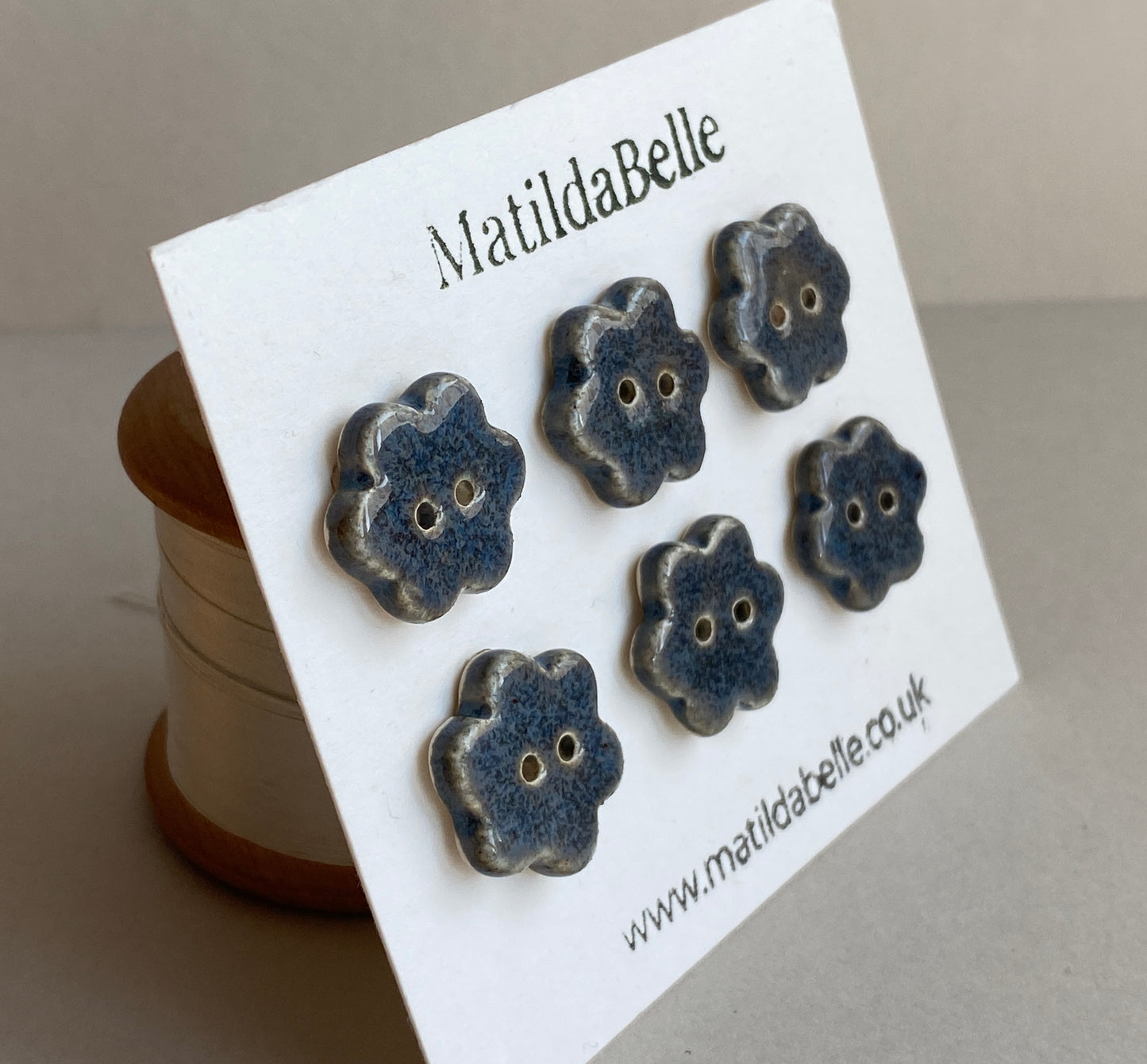 Buttons set of six flower 20mm handmade ceramic buttons choice of colours