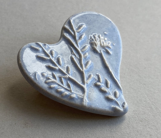 Botanical Heart Brooches choice of two colours