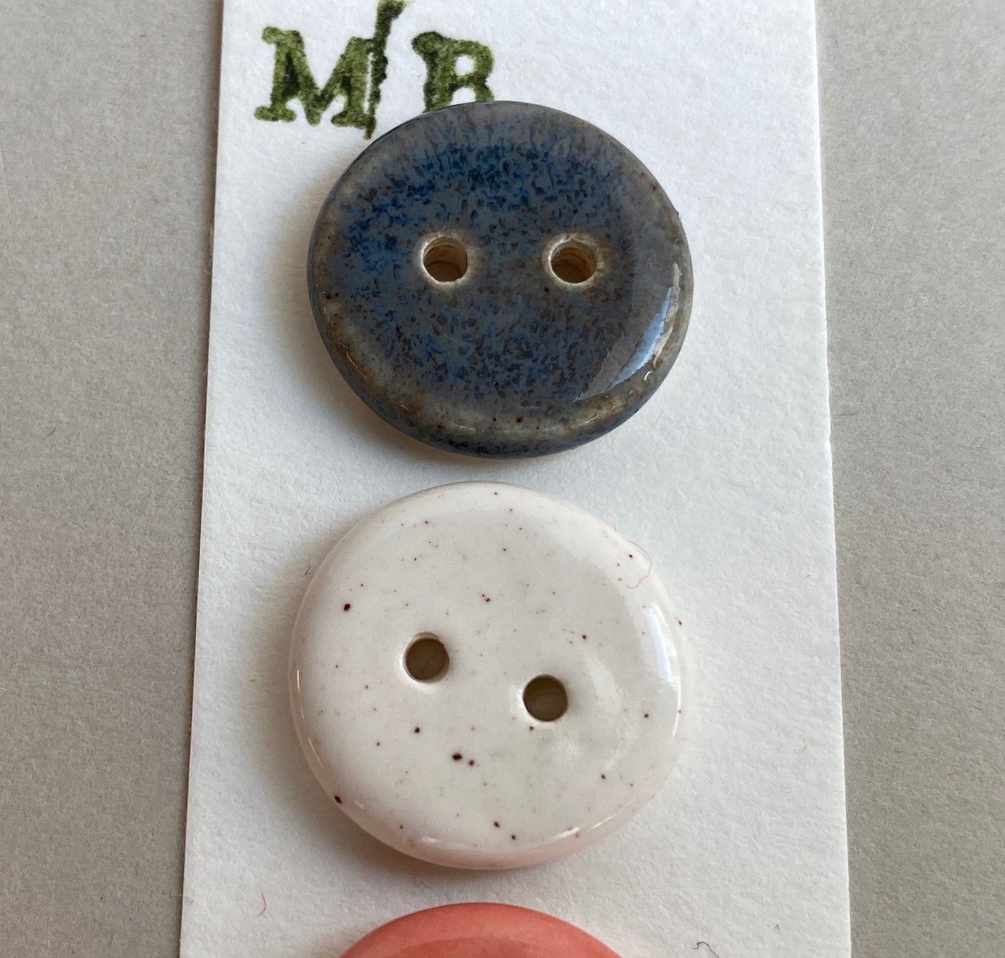 Buttons set of Six Mixed small 18mm round Handmade Ceramic Buttons