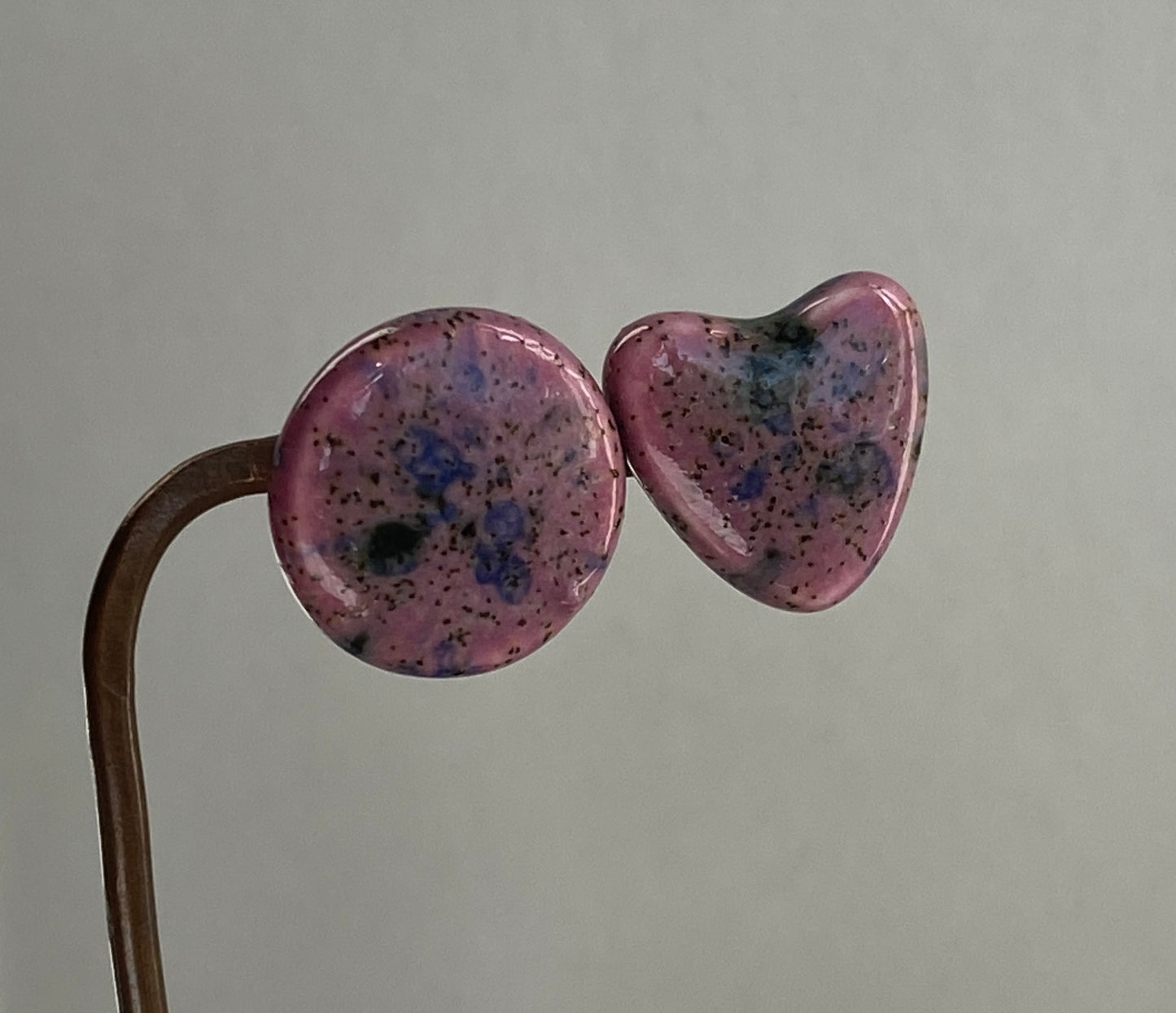Handmade Ceramic Purple Stud Earrings  - p&P incl