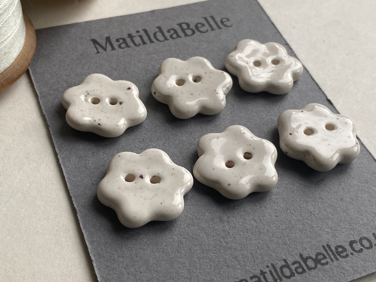 Buttons set of six flower 20mm handmade ceramic buttons choice of colours