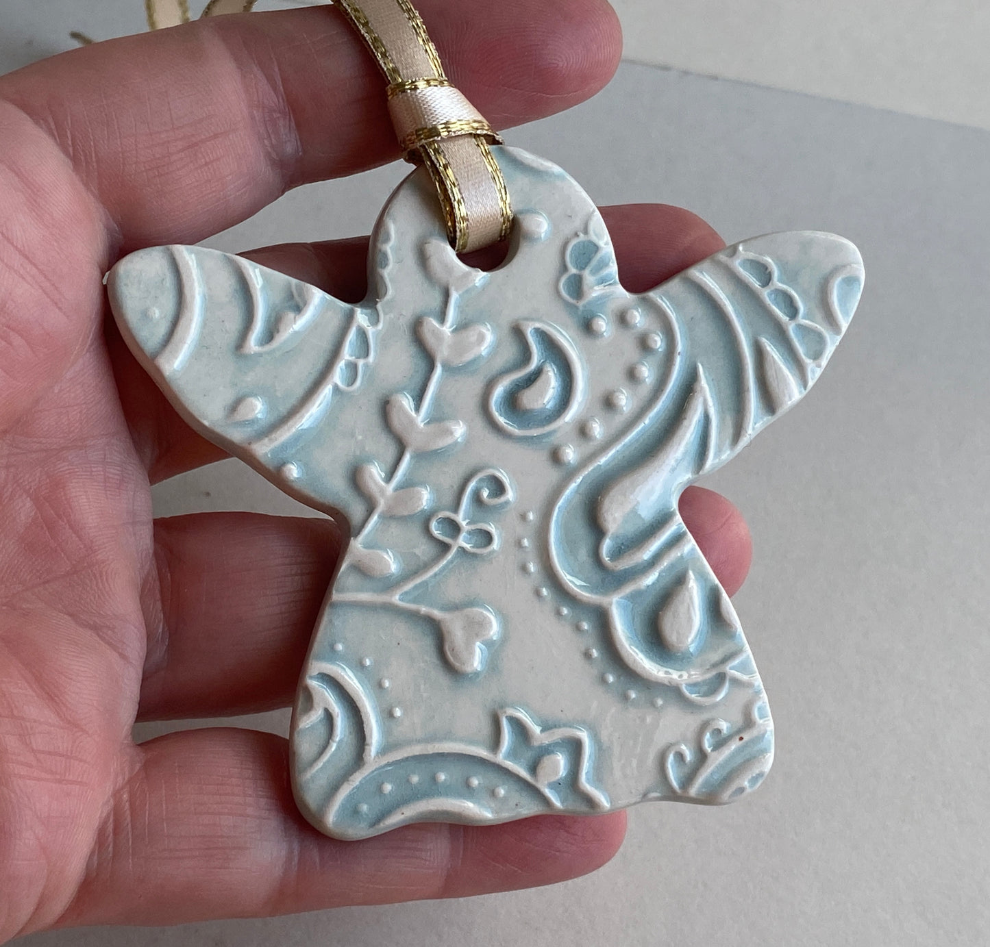 Sale Beautiful handmade ceramic paisley Angels Reduced from £12