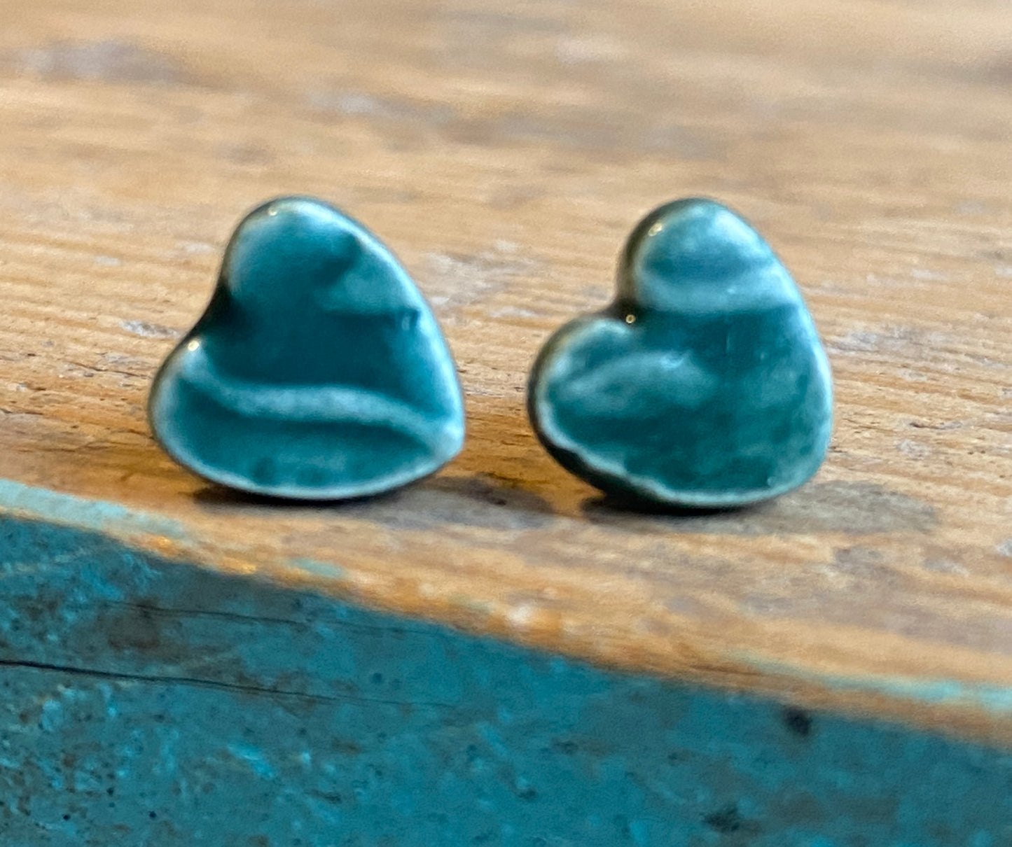 Tiny heart stud earrings, sterling silver, choice of colours