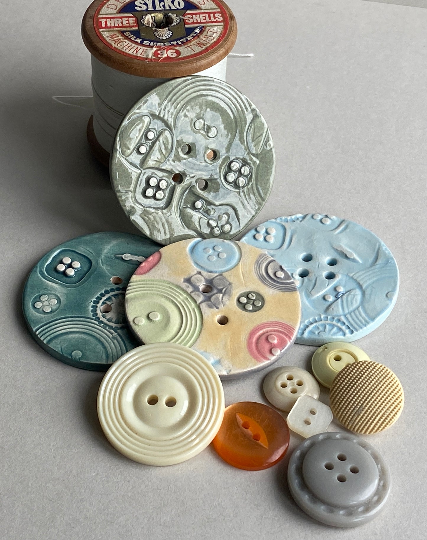 Extra large 47mm Round handmade Ceramic Button choice of 4