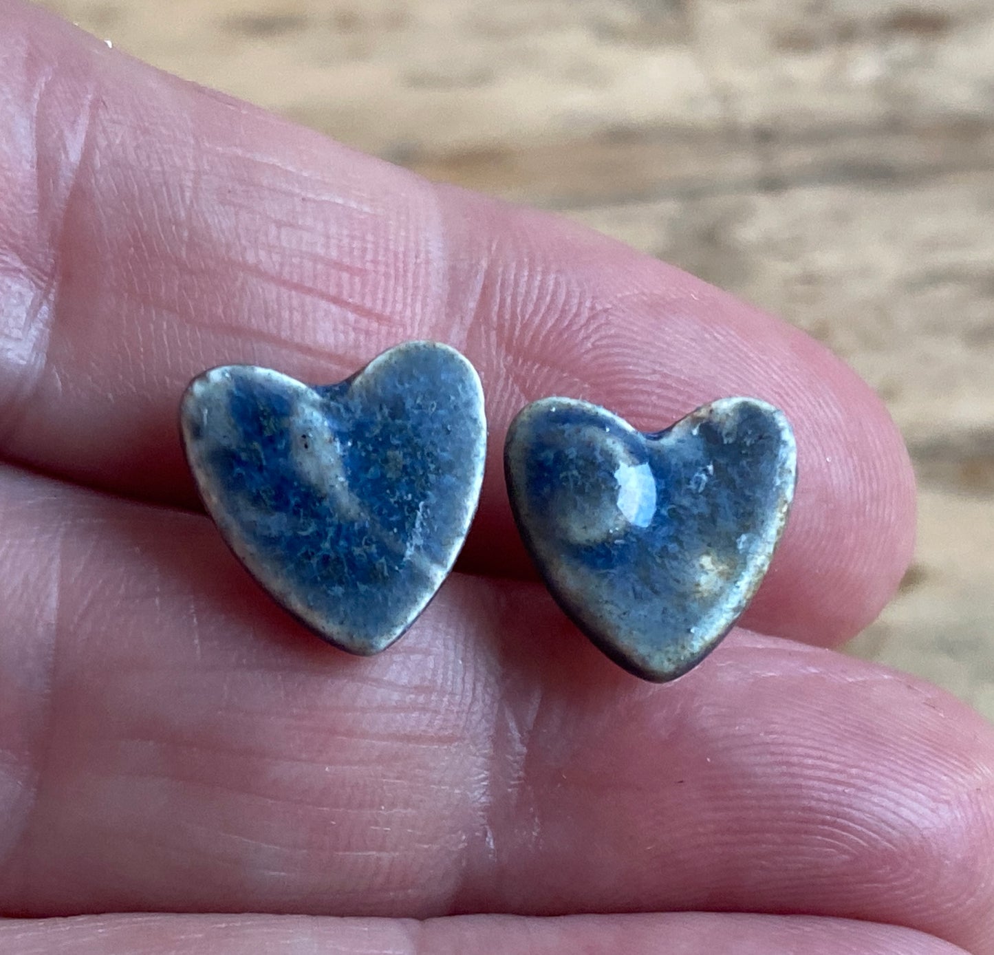 Handmade Heart stud Earrings, sterling silver, choice of colours