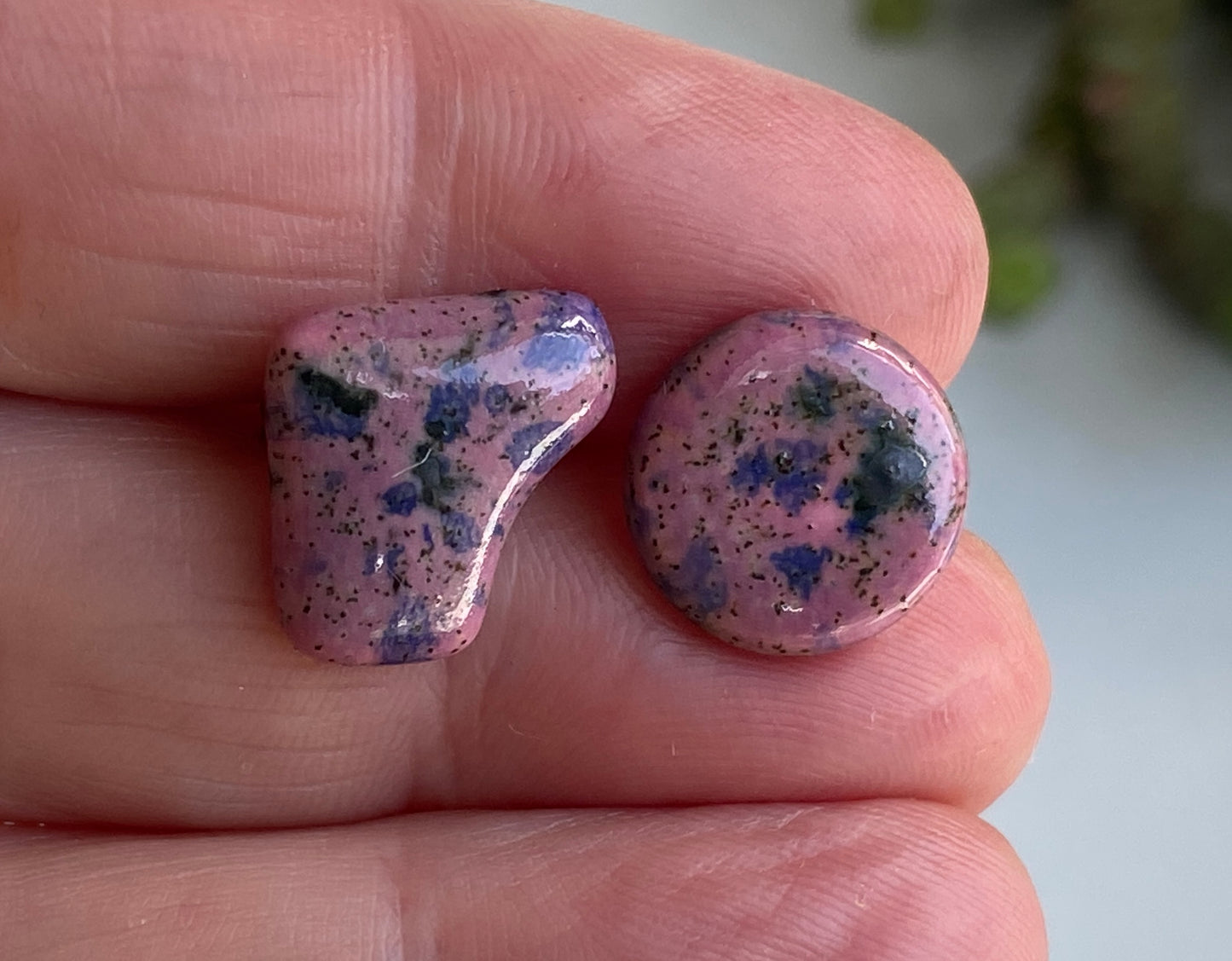 Handmade Mismatched Purple Ceramic Hypoallergenic Stud earrings P&P included