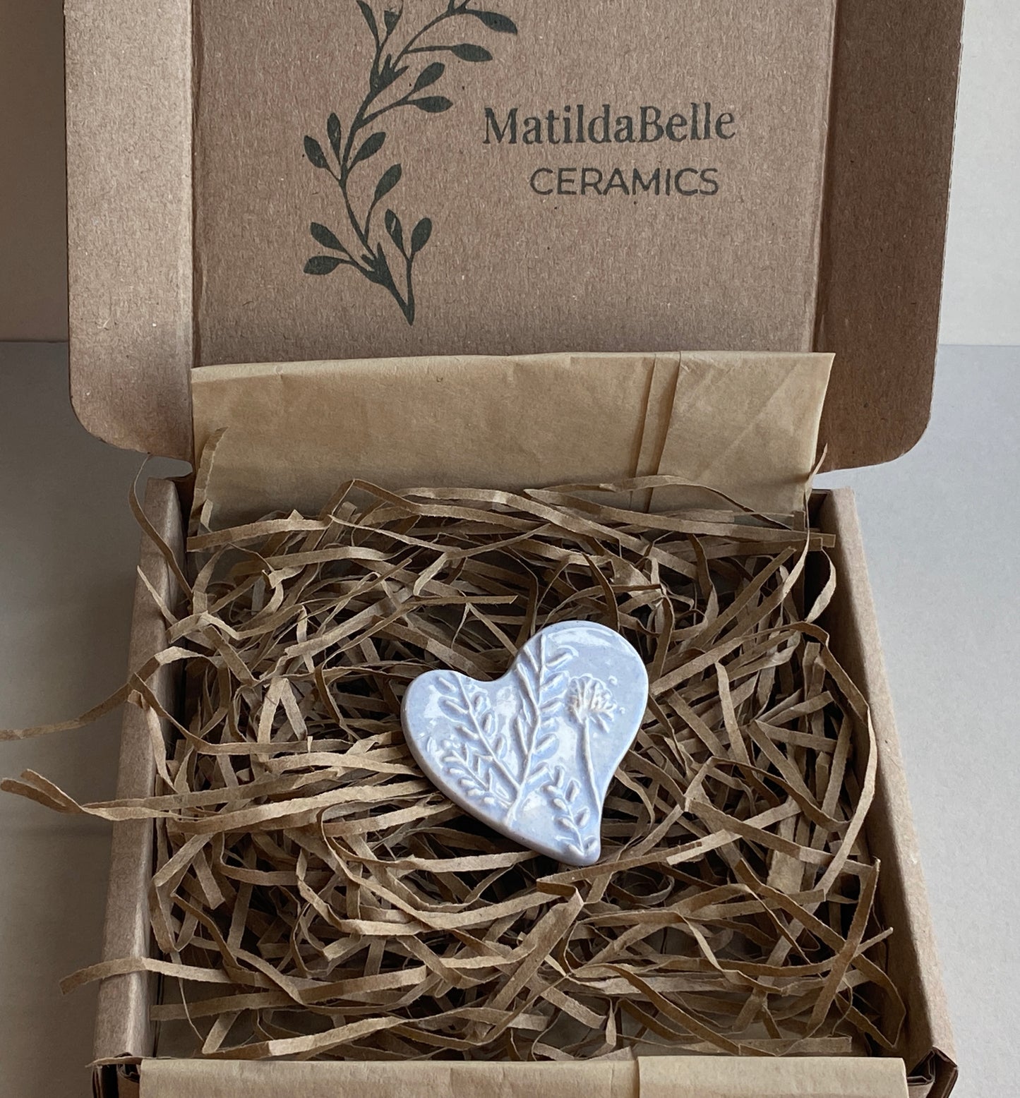 Botanical Heart Brooches choice of two colours