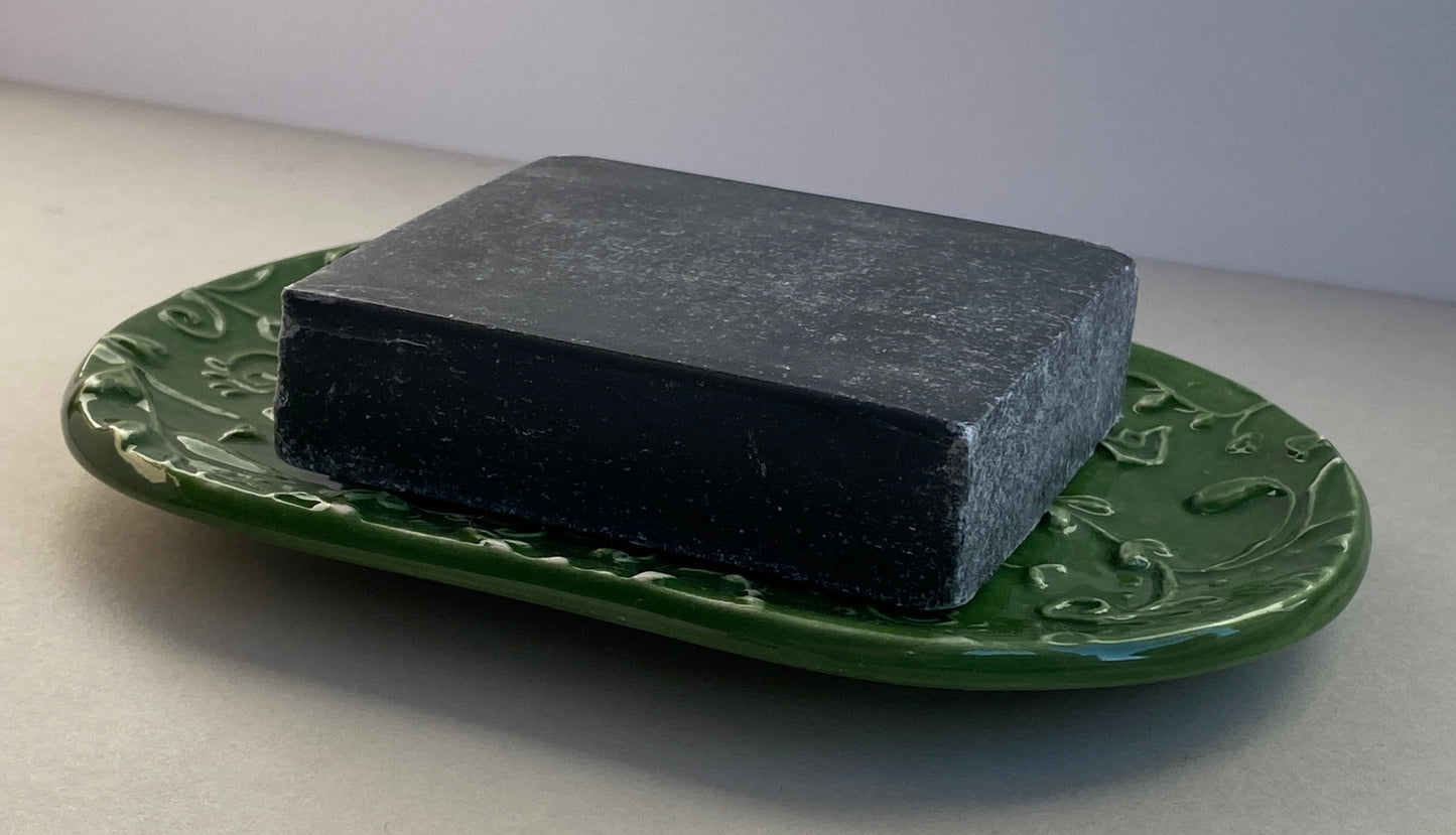 Handmade Oval Ceramic Botanical Soap Dish large