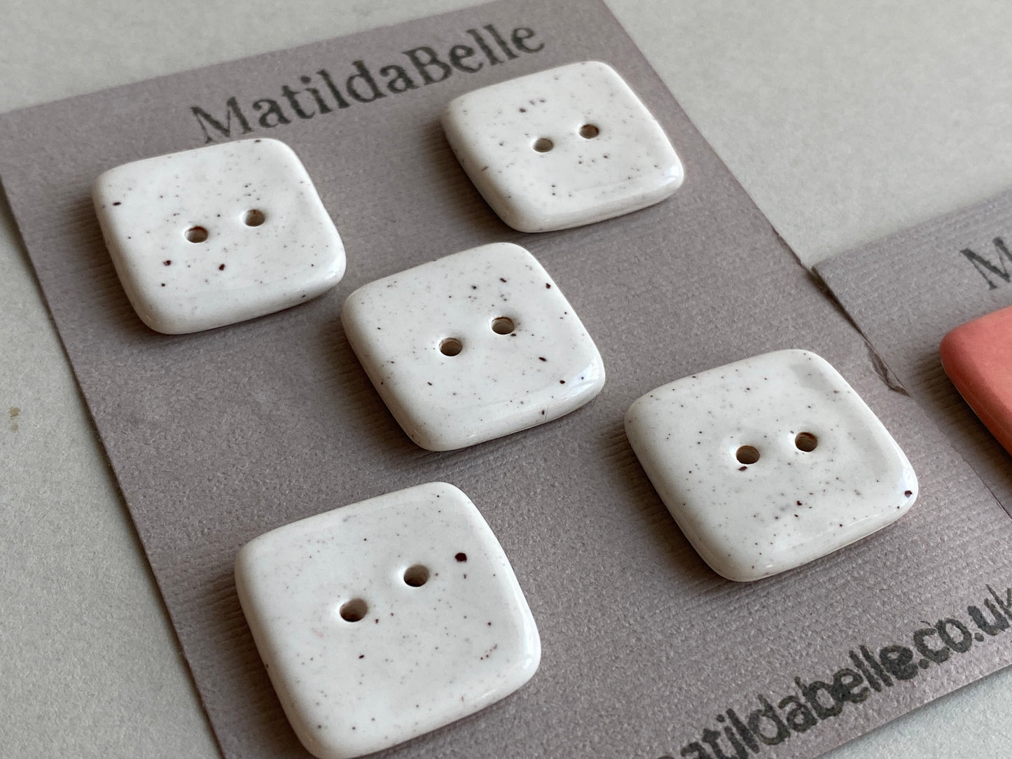 Buttons set of Five Large 20mm Square Handmade Ceramic Buttons choice of colours
