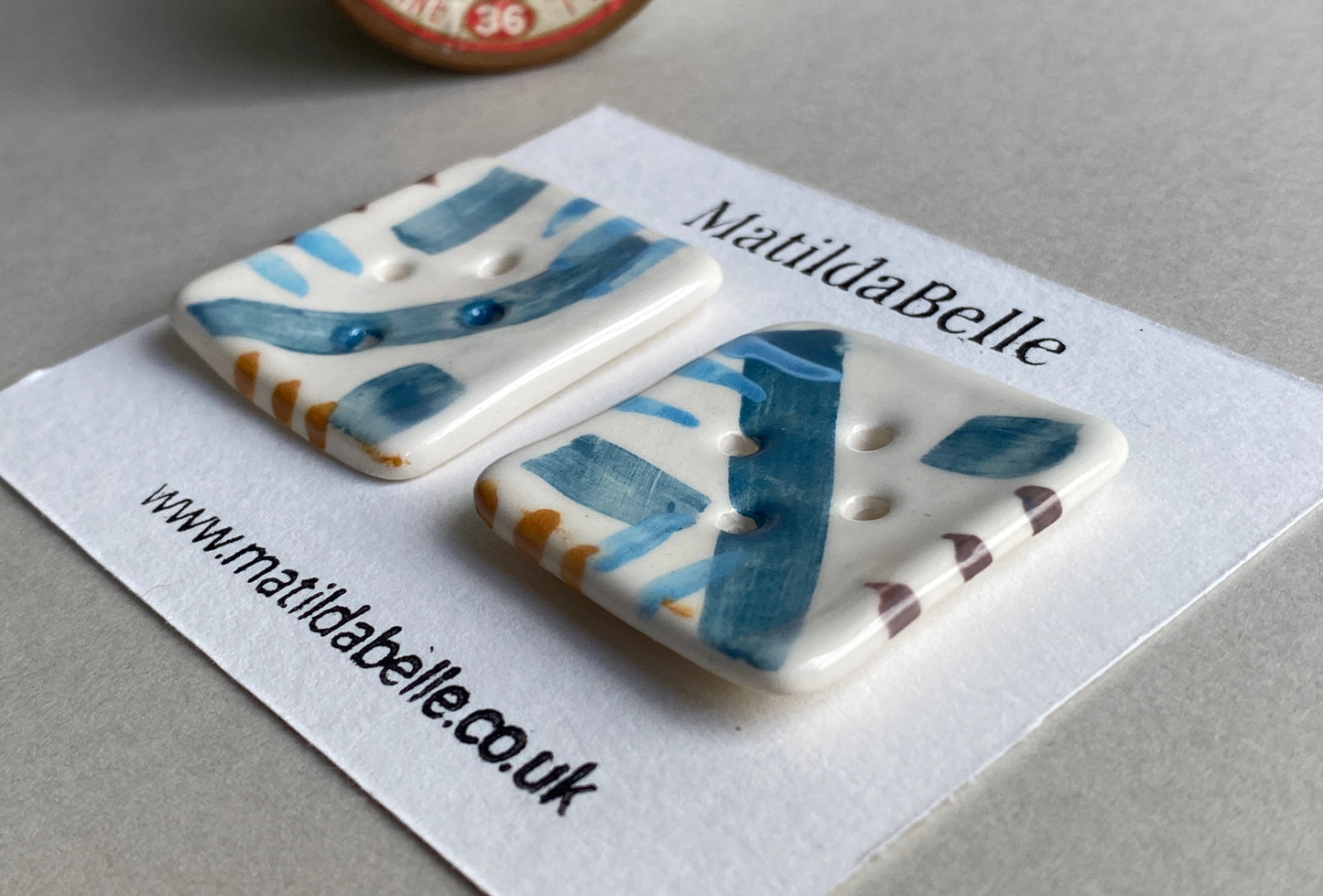 20mm set of Four square handmade Buttons