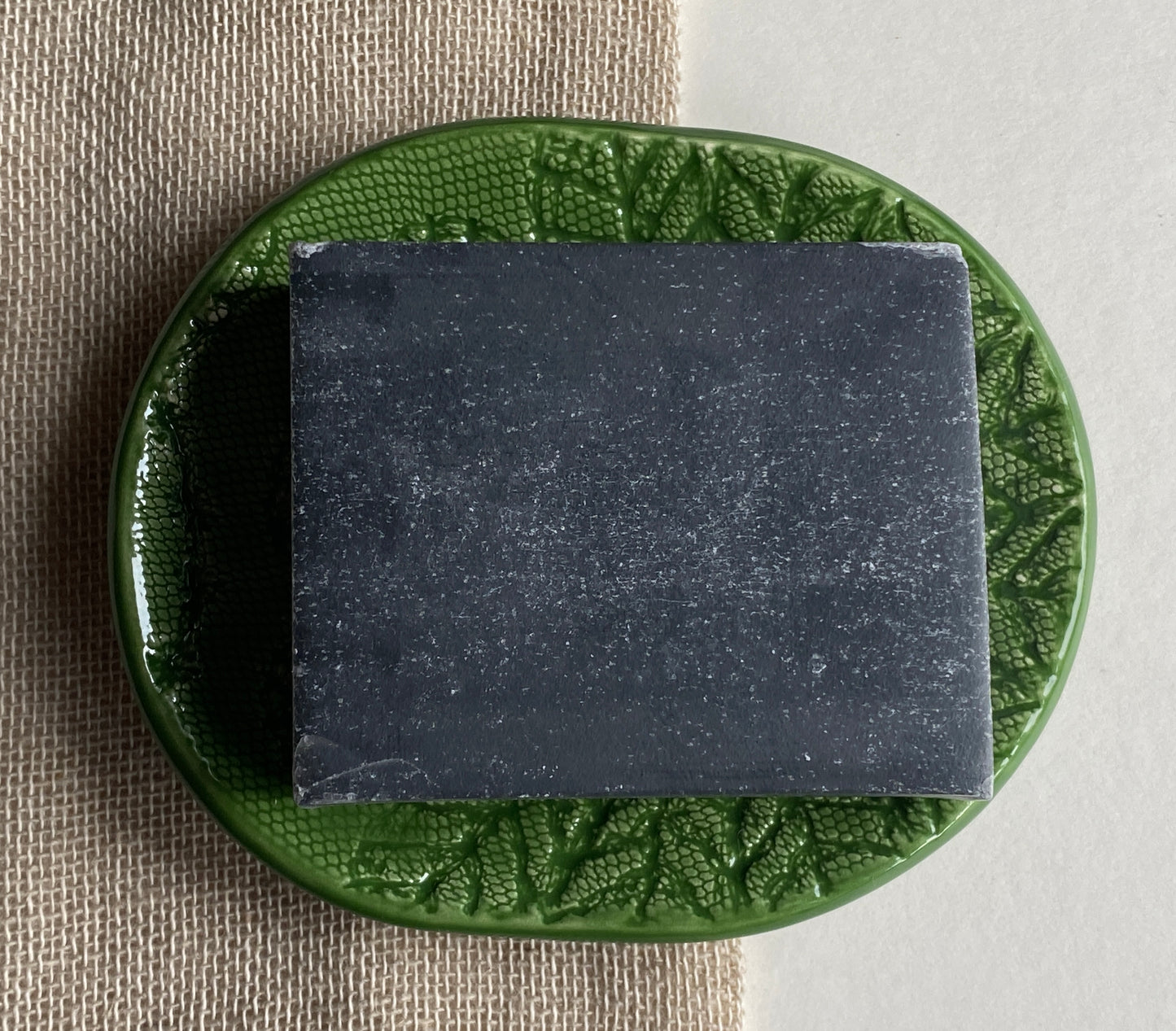 Handmade soap Dish with drainage rich green