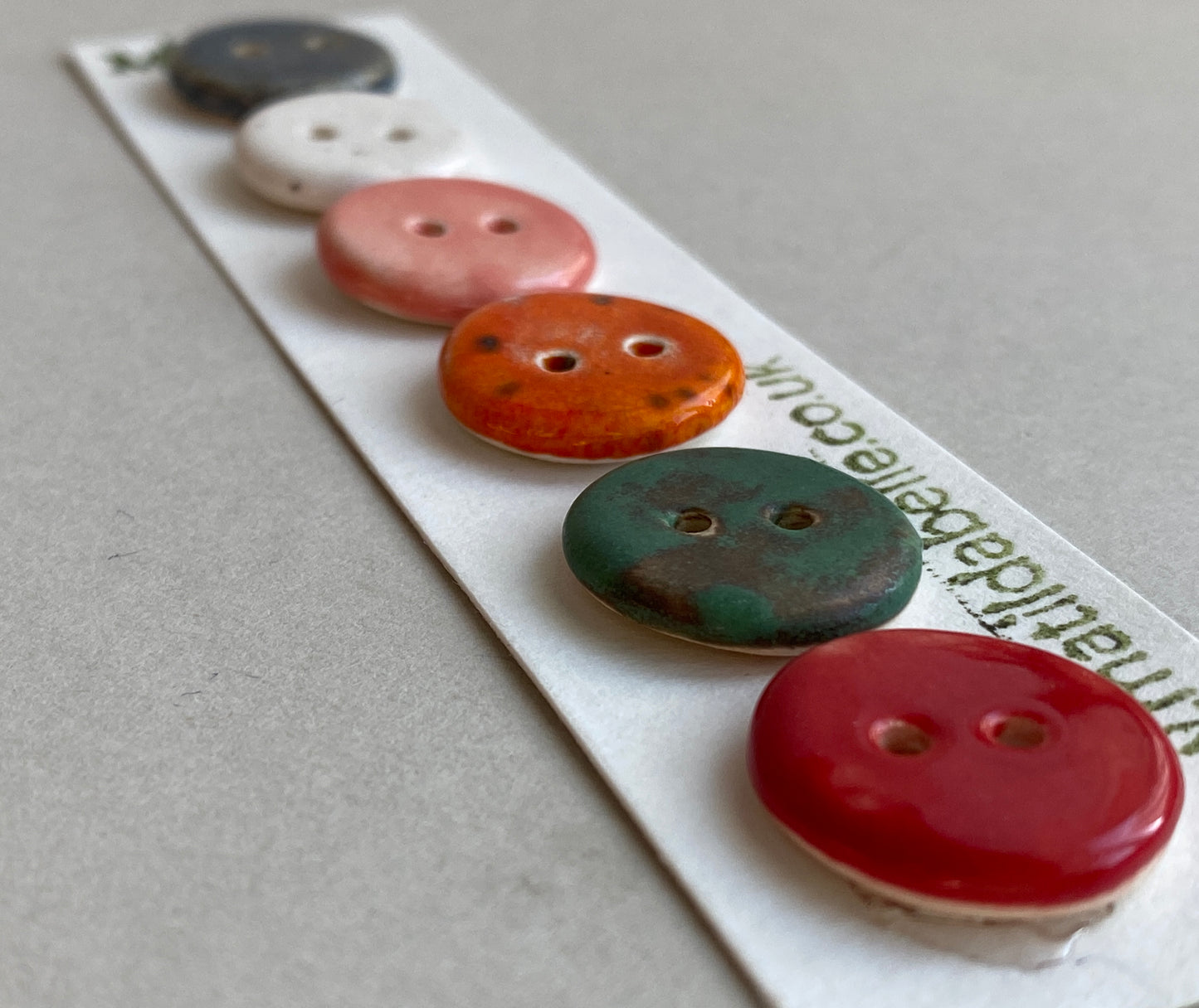 Buttons set of Six Mixed small 18mm round Handmade Ceramic Buttons