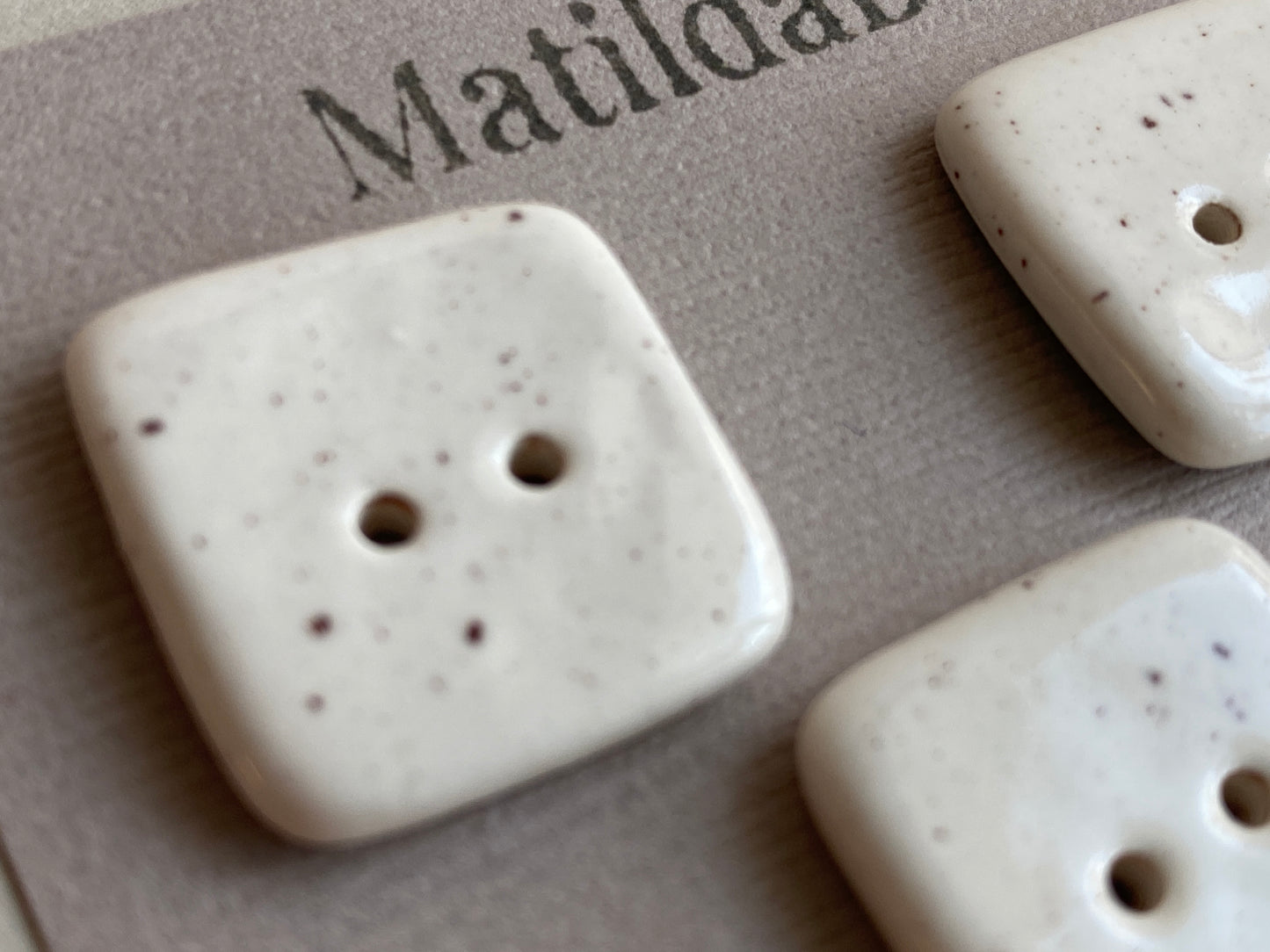 Buttons set of Five Large 20mm Square Handmade Ceramic Buttons choice of colours