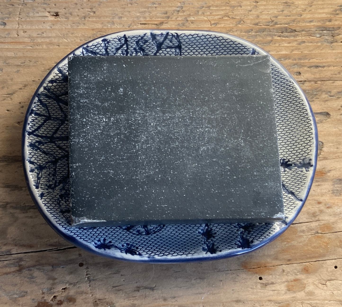 Handmade Oval Soap Dish without Drainage, Navy Blue