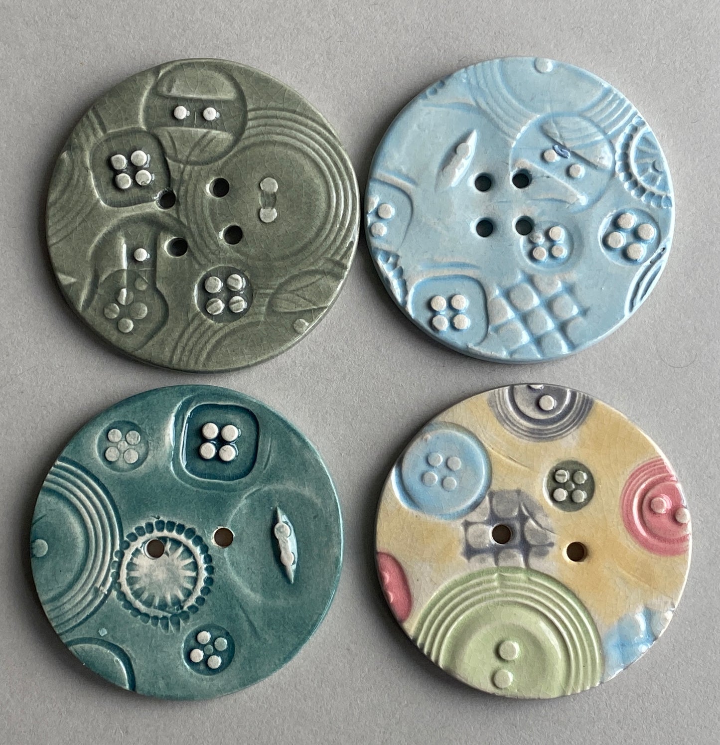 Extra large 47mm Round handmade Ceramic Button choice of 4