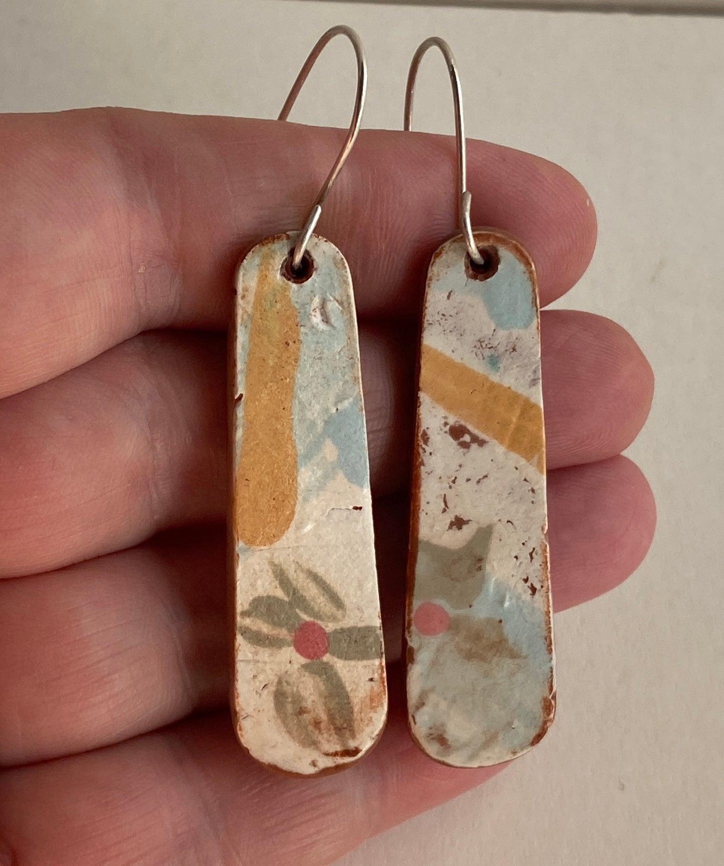 Vintage Botanical Clay Earrings sterling silver contemporary drops