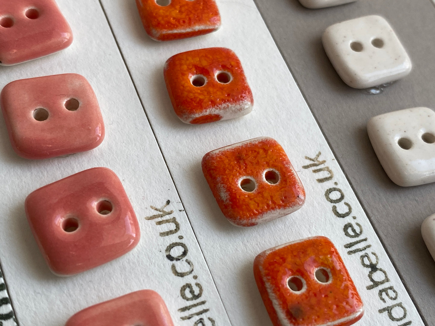 Buttons set Five Tiny Square handmade ceramic Buttons 13mm