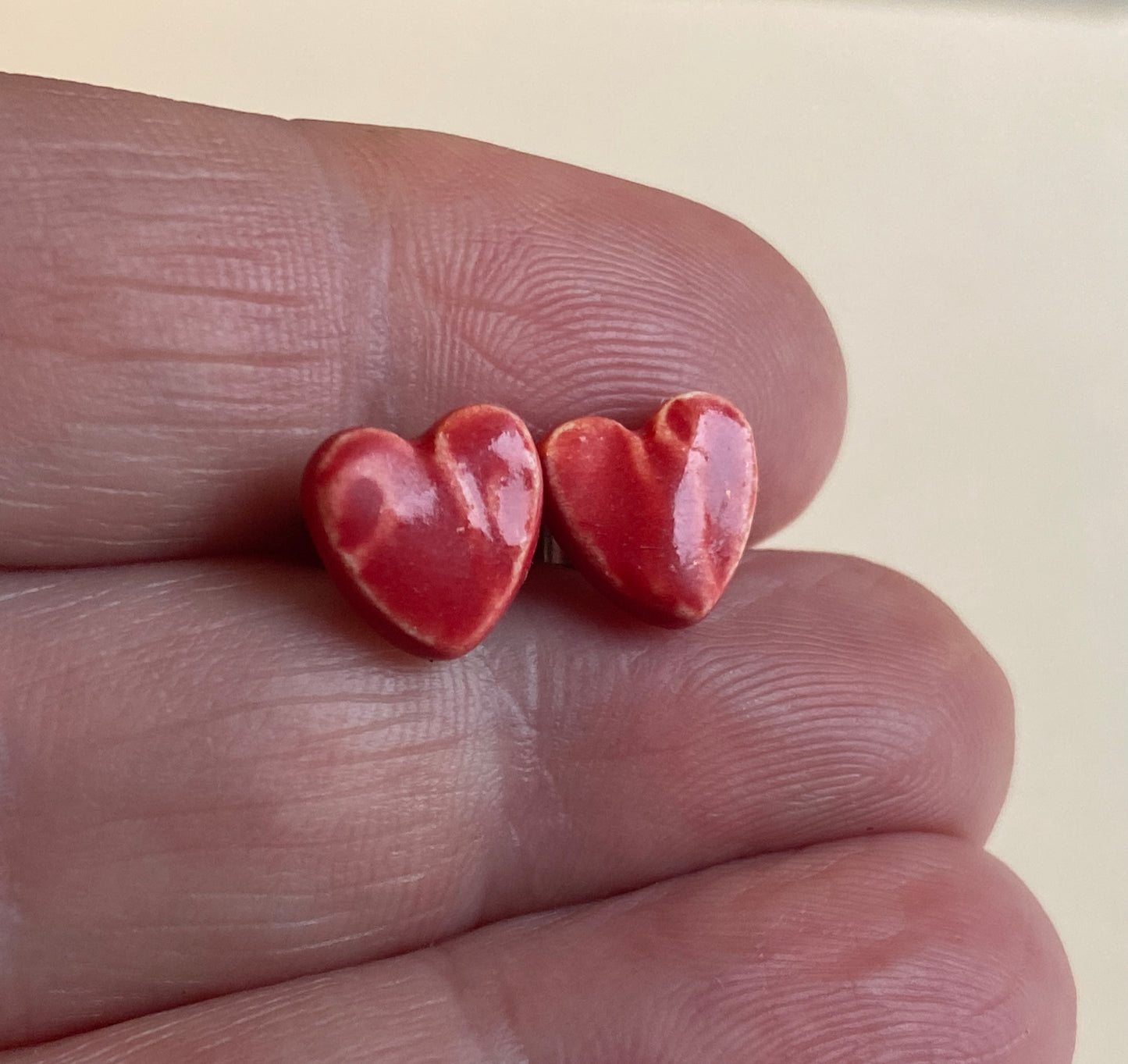 Tiny heart stud earrings, sterling silver, choice of colours