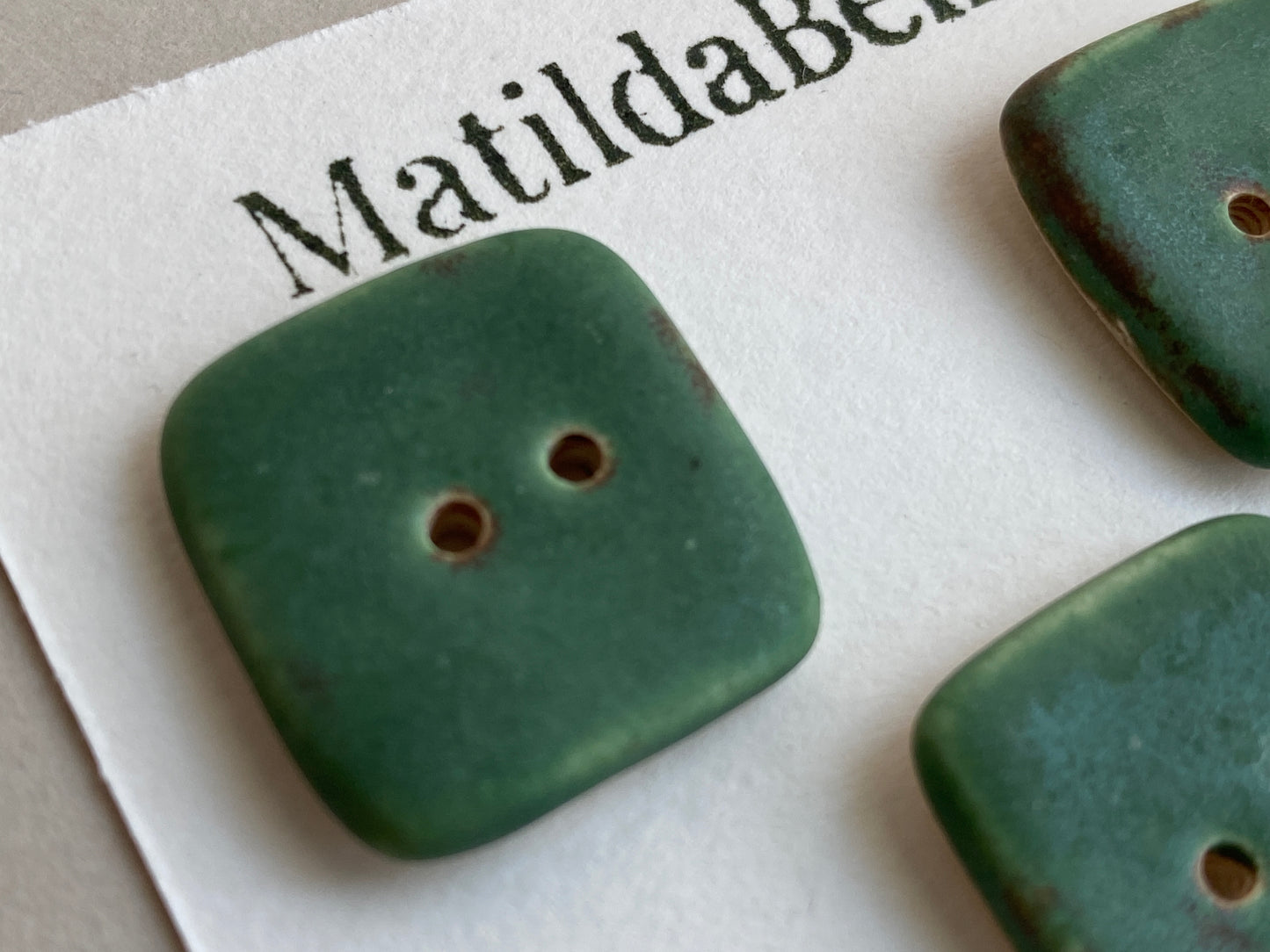 Buttons set of Five Large 20mm Square Handmade Ceramic Buttons choice of colours