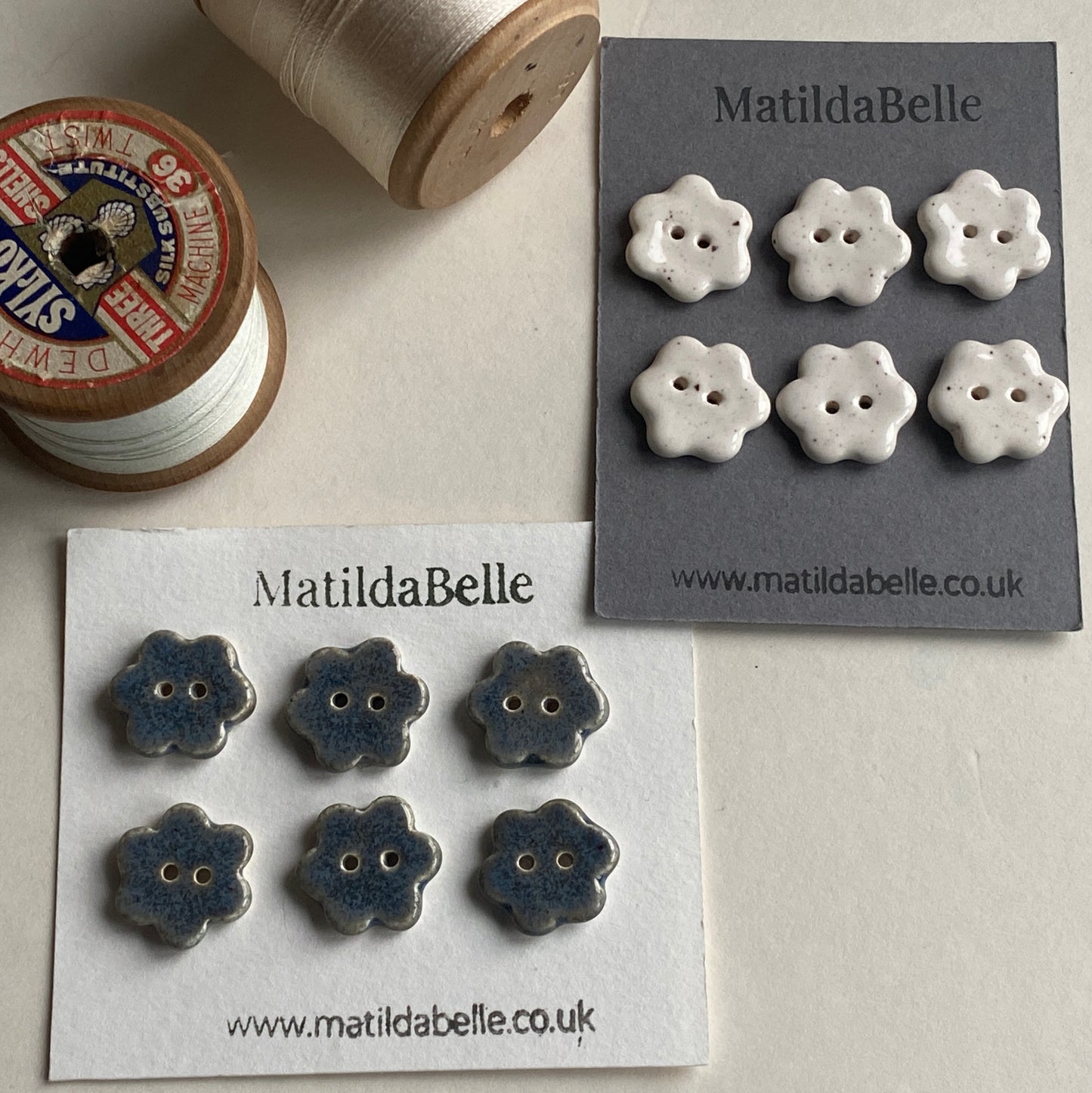 Buttons set of six flower 20mm handmade ceramic buttons choice of colours