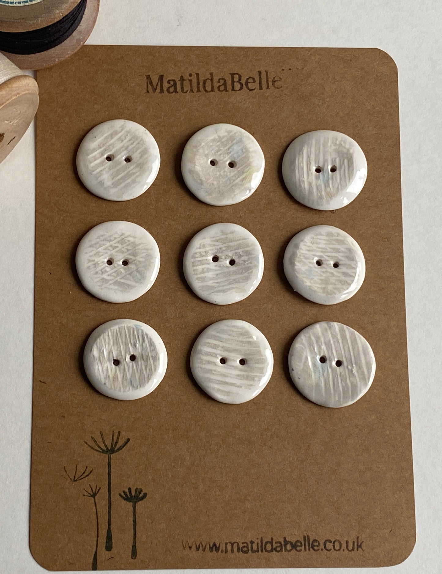 Buttons set of 9,  24mm Handmade Round Ceramic Buttons
