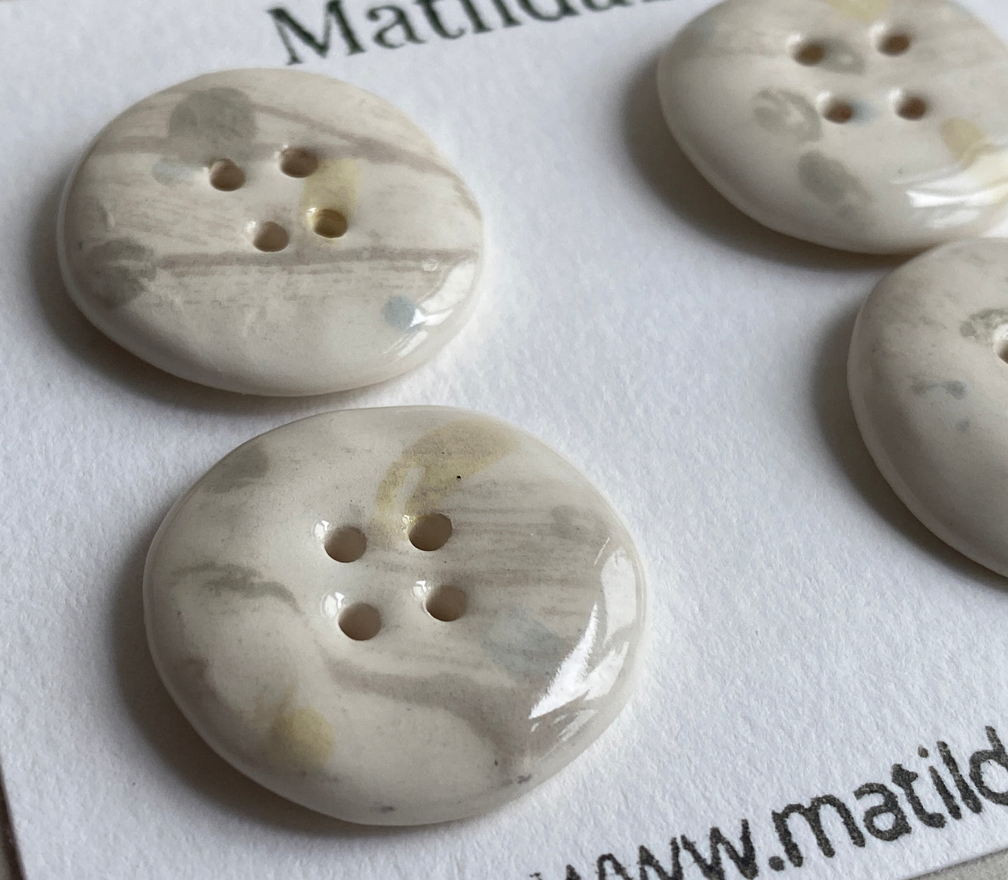 Buttons set of Four Rustic Chunky round 26mm Buttons