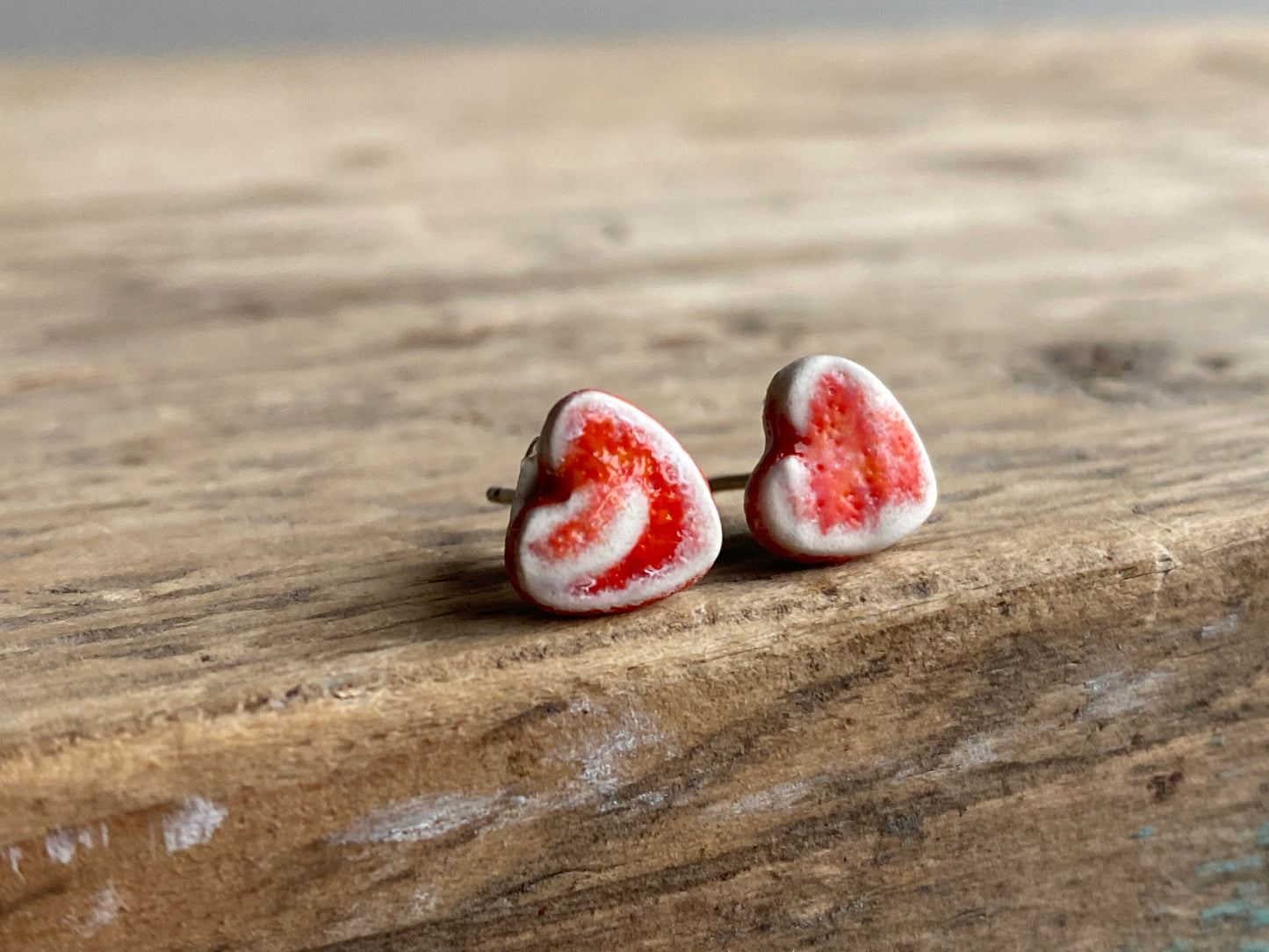 Tiny heart stud earrings, sterling silver, choice of colours