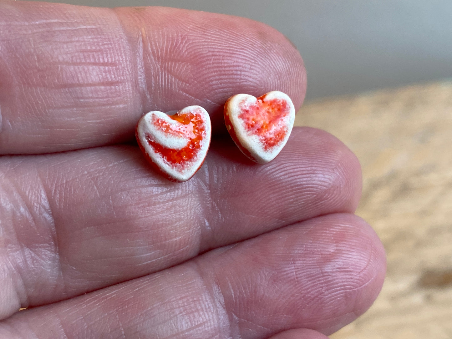 Tiny heart stud earrings, sterling silver, choice of colours