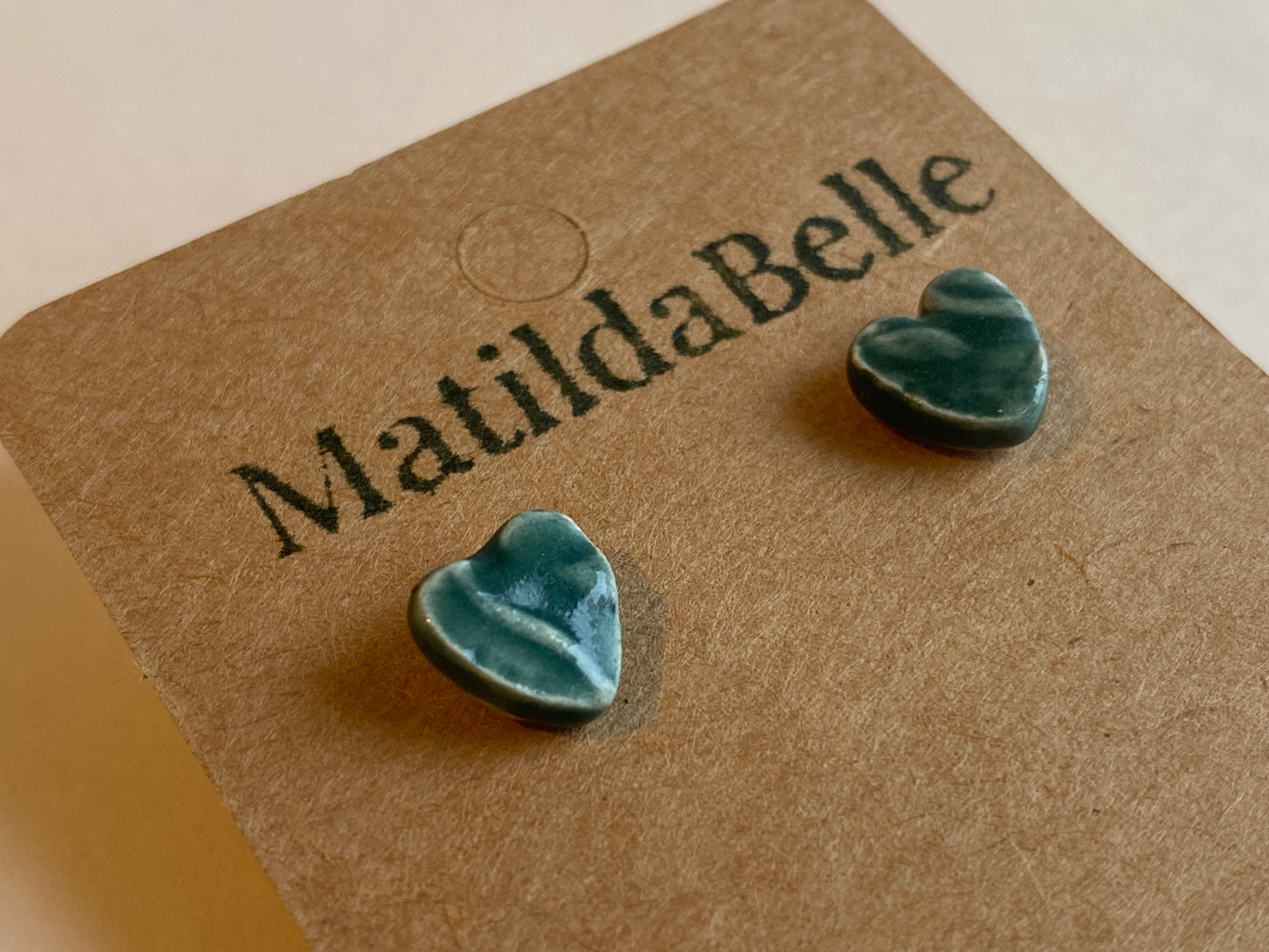 Tiny heart stud earrings, sterling silver, choice of colours