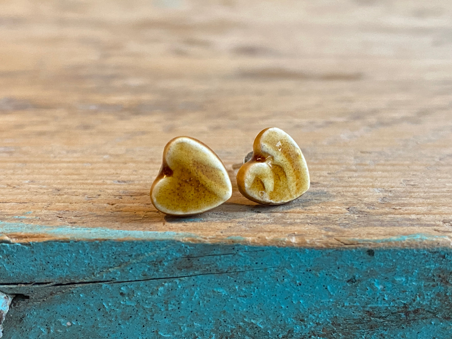 Tiny heart stud earrings, sterling silver, choice of colours