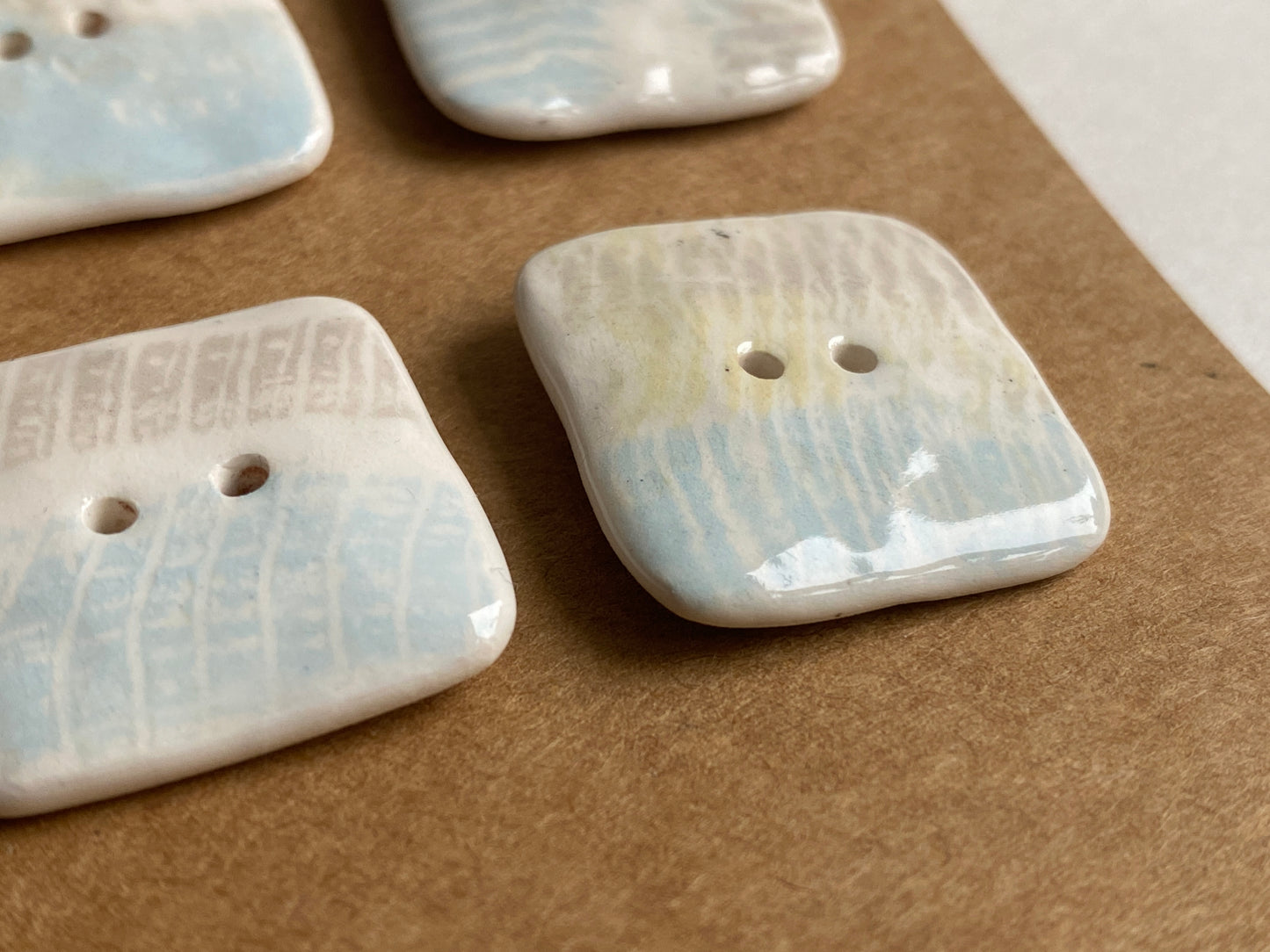 Buttons set of 6,  24mm Handmade Square Ceramic Buttons