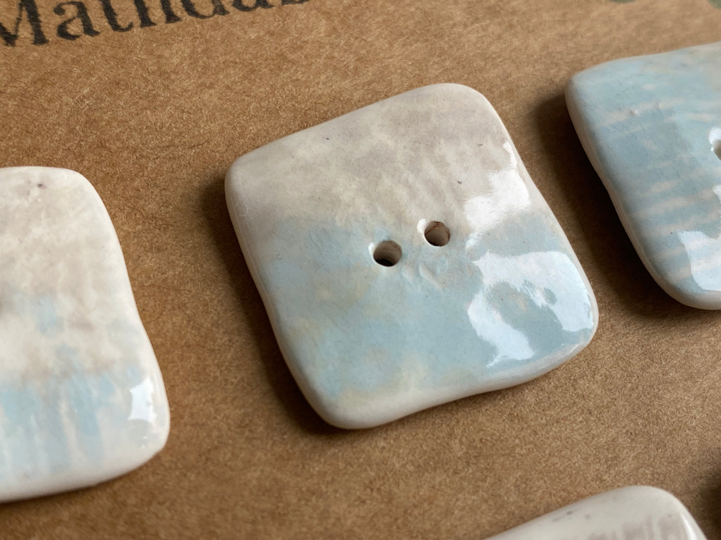 Buttons set of 6,  24mm Handmade Square Ceramic Buttons