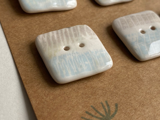 Buttons set of 6,  24mm Handmade Square Ceramic Buttons