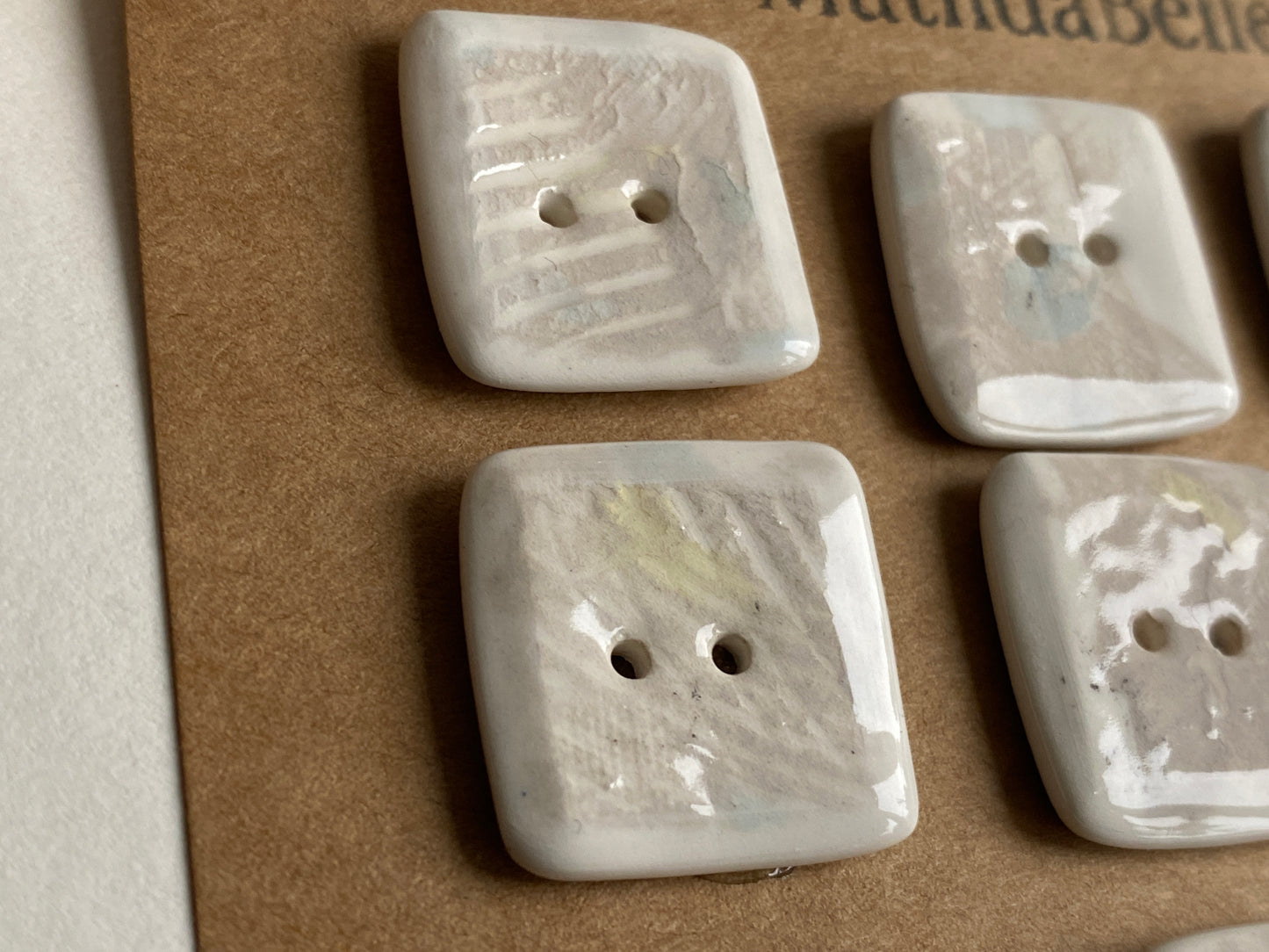 Buttons set of 9,  22mm Handmade Square Ceramic Buttons