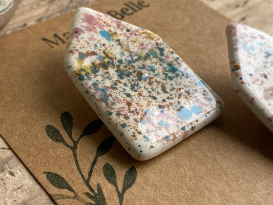 Handmade 45mm Ceramic House Buttons Pair