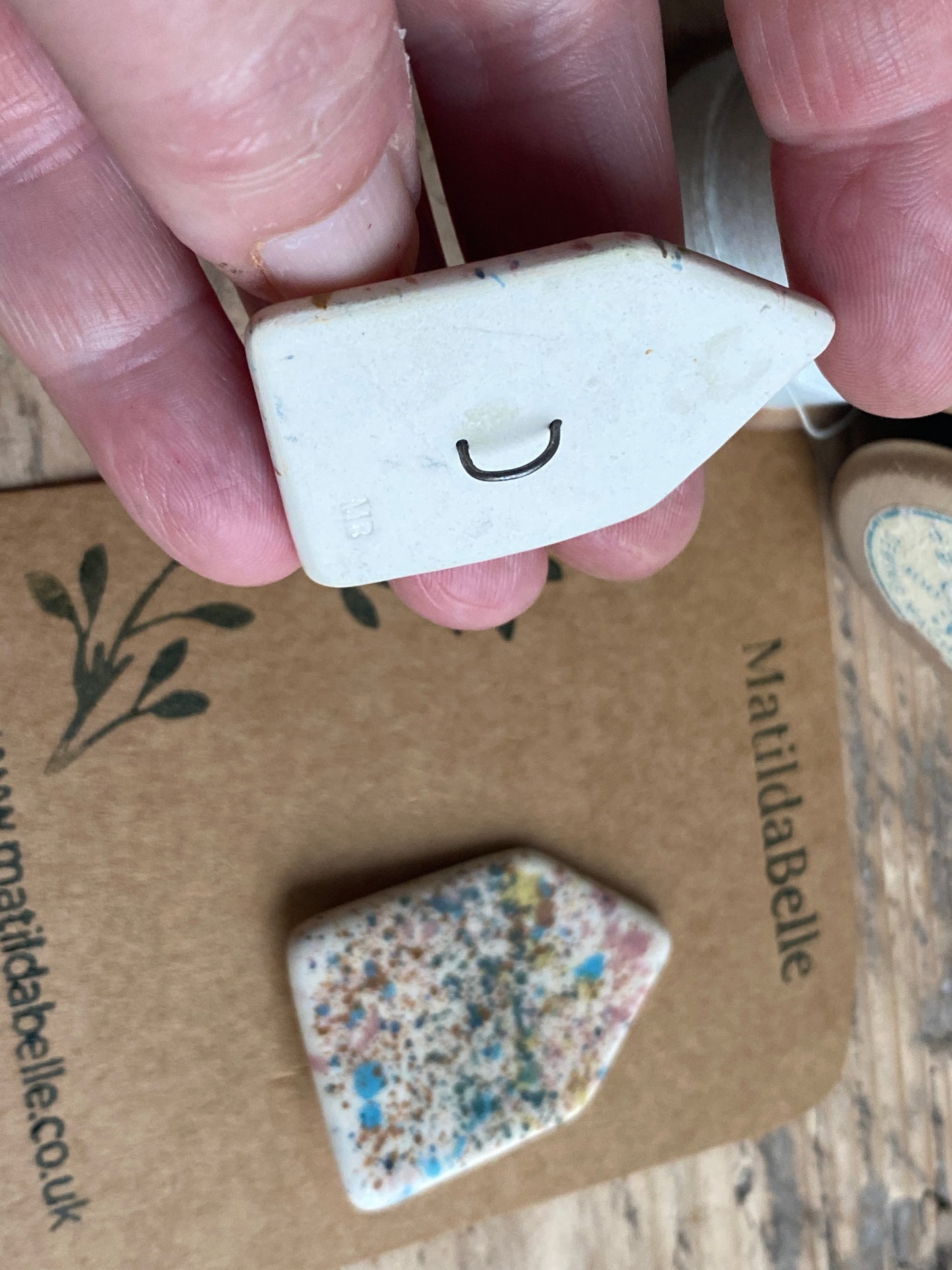 Handmade 45mm Ceramic House Buttons Pair
