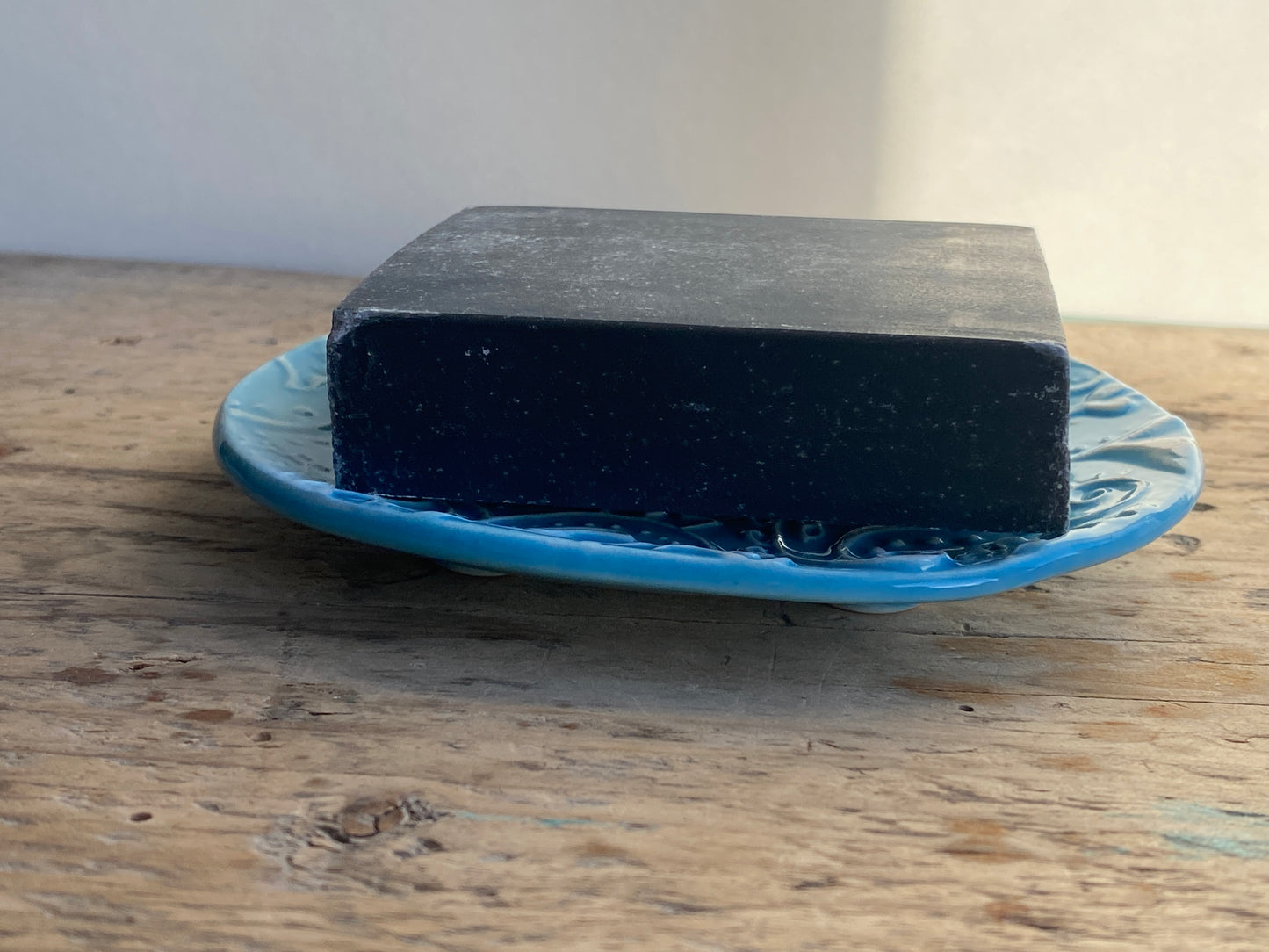 Soap Dish Handmade Ceramic -Paisley design Sky Blue