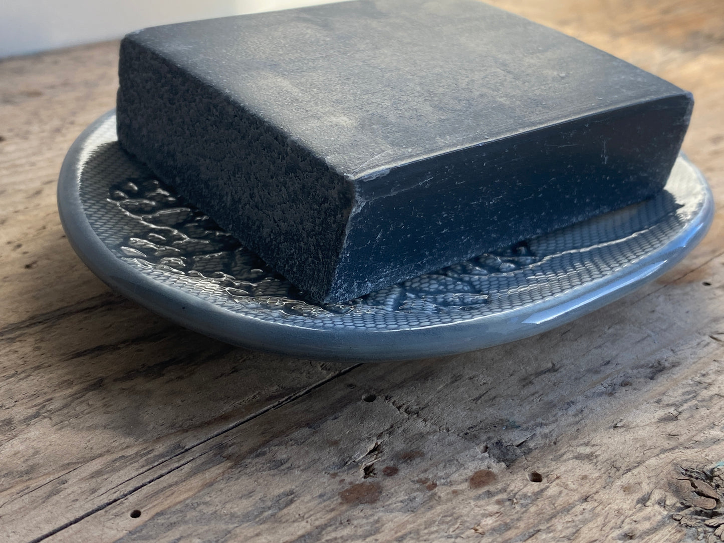 Handmade ceramic Oval Soap Dish with Drainage, Grey