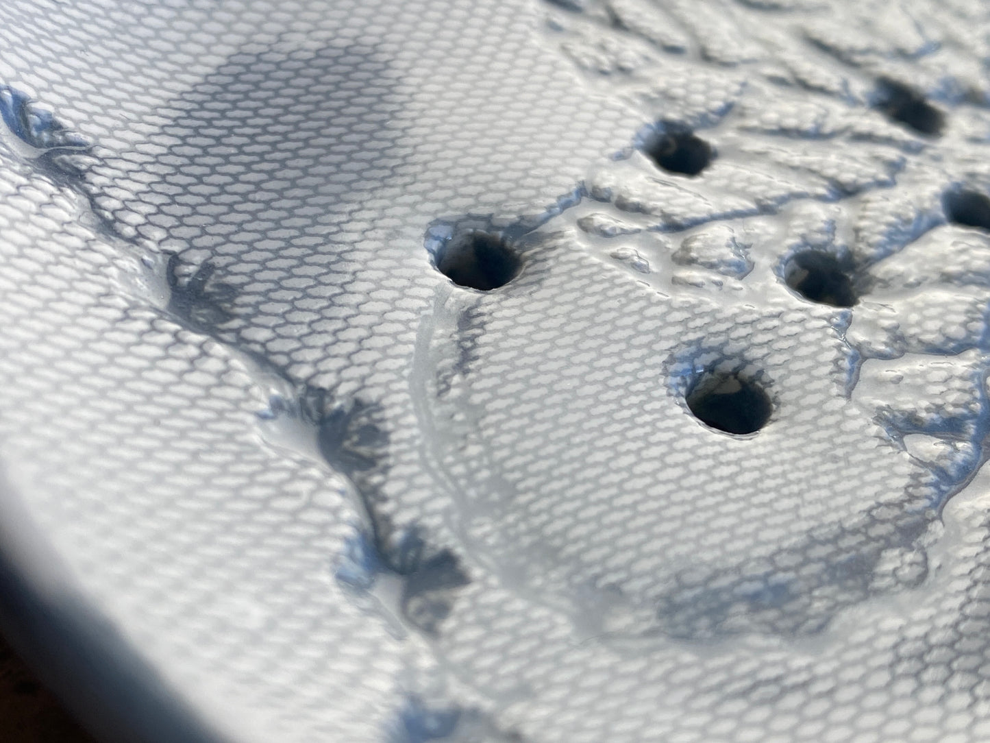 Handmade ceramic Oval Soap Dish with Drainage, Grey