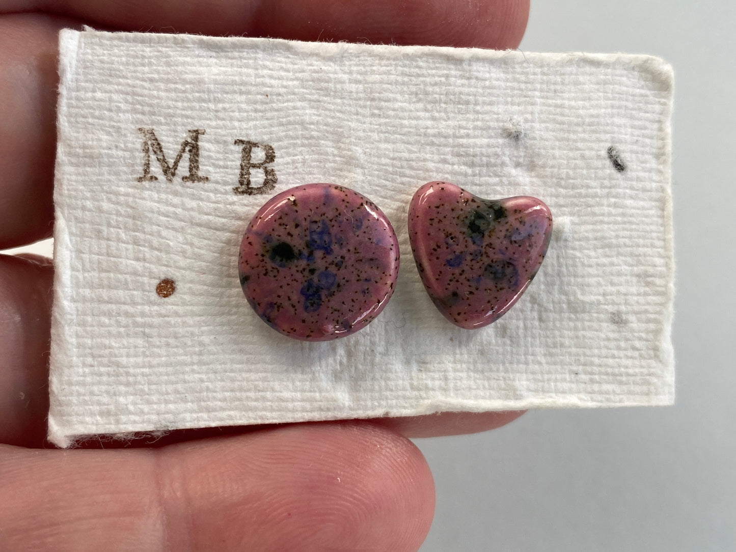 Handmade Ceramic Purple Stud Earrings  - p&P incl